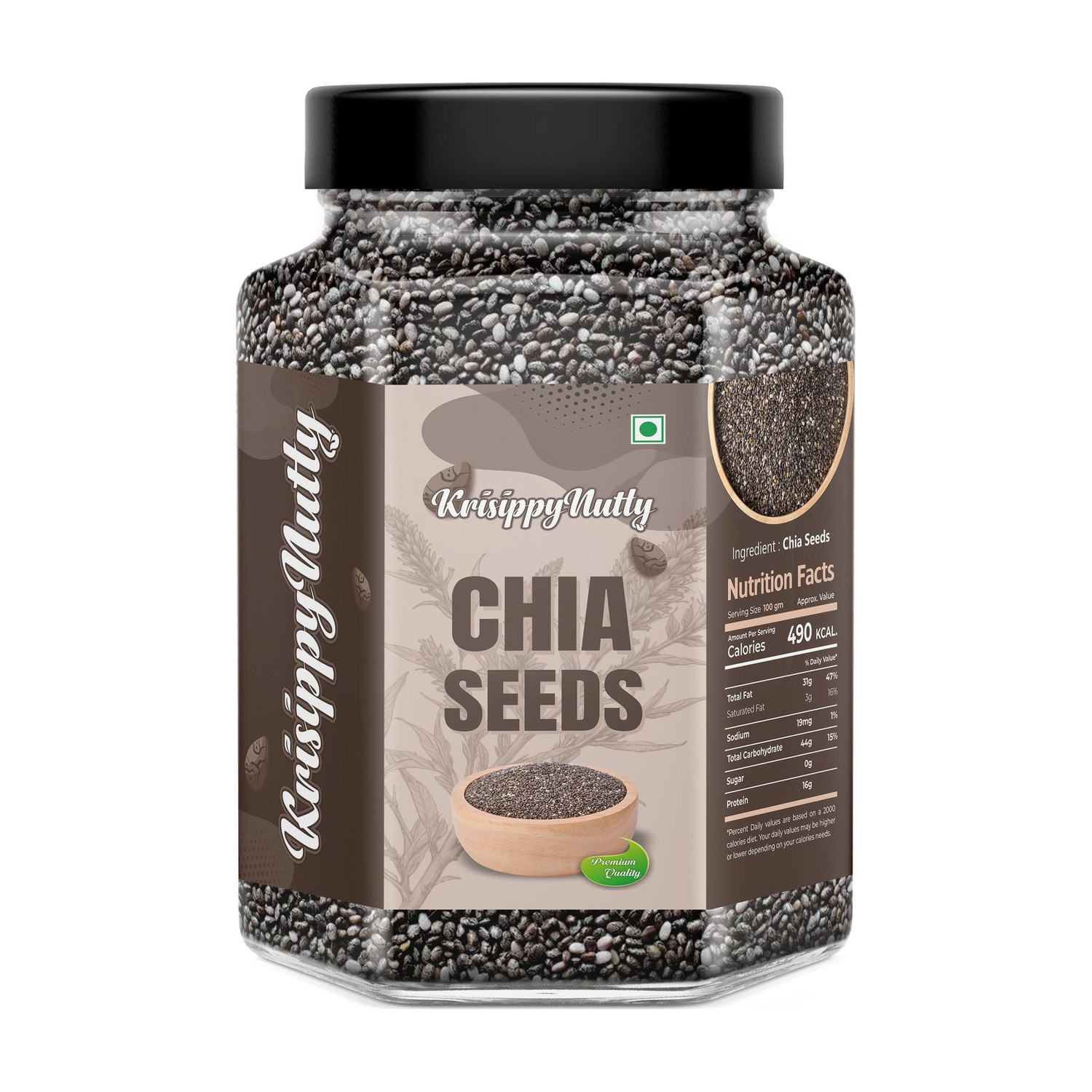 Image of Marwar Bites Premium Raw Unroasted Chia Seeds For Eating, Smoothies, Baking Chia Seeds (250 g)