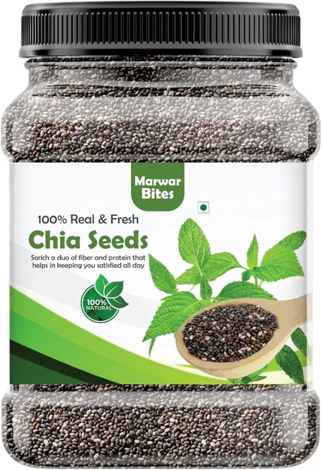 Image of Marwar Bites Premium Raw Unroasted Chia Seeds For Eating, Smoothies, Baking Chia Seeds (250 g)