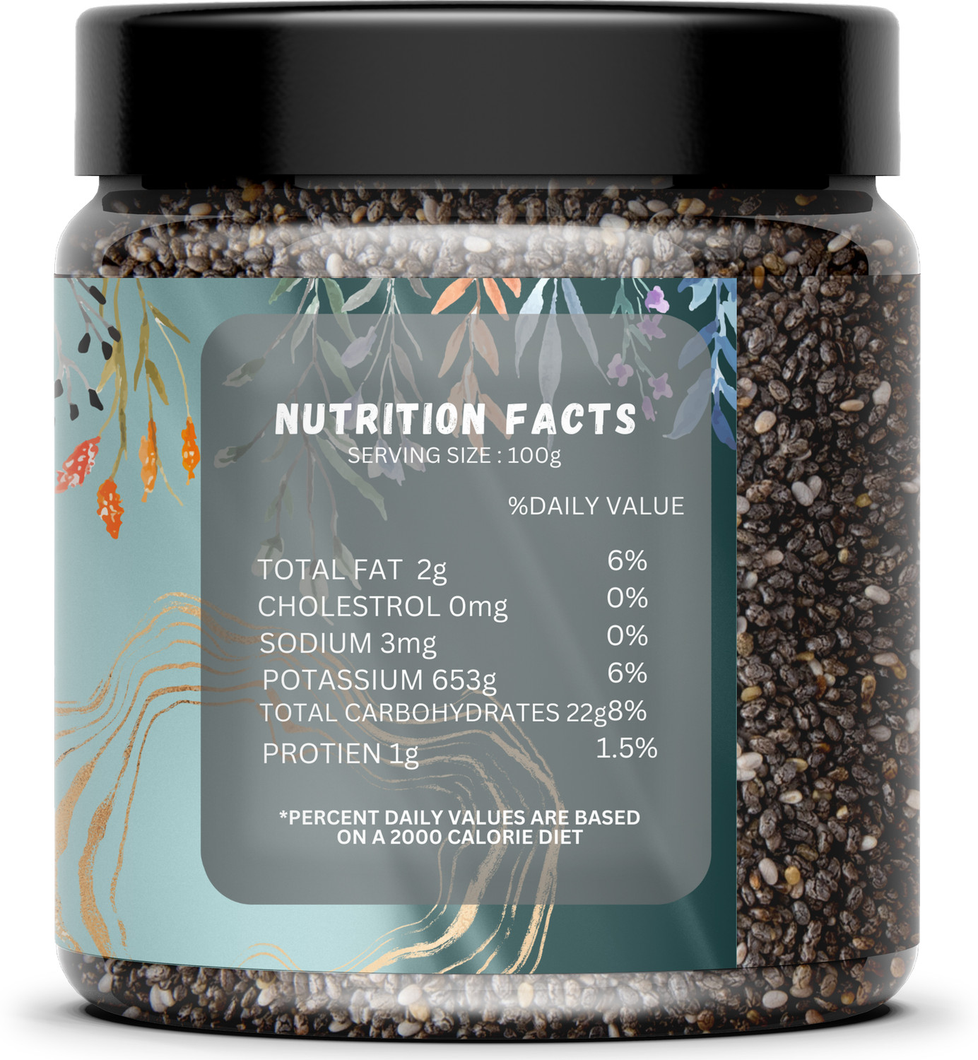 Image of THE NATURE KRAFTS Raw Chia Seeds for Weight Loss with Omega 3 , & Fiber, Calcium Rich Chia Seeds (500 g)