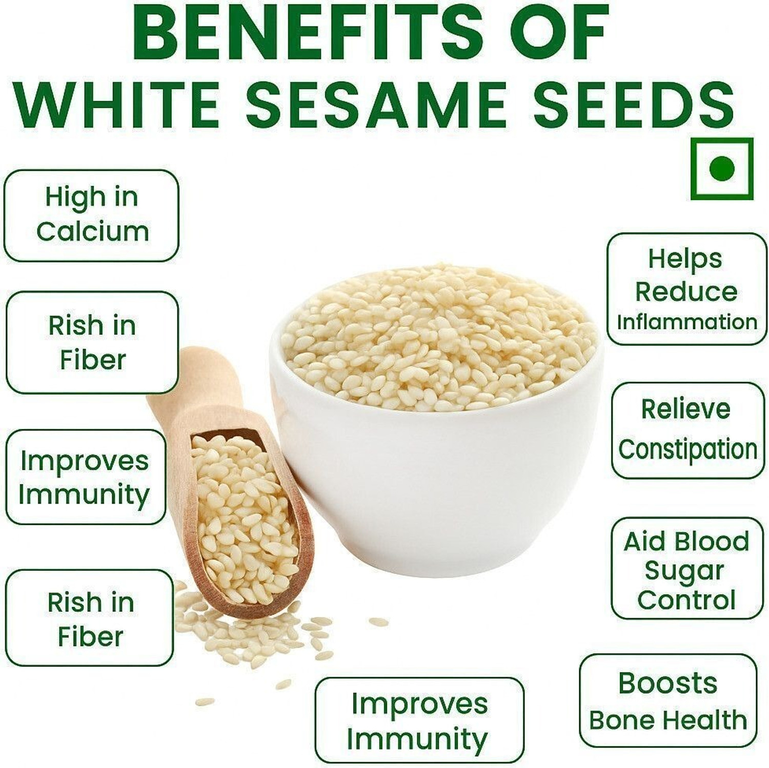 Image of BOKF Til Seeds for Eating, Unroasted White Sesame Seeds (1 kg)