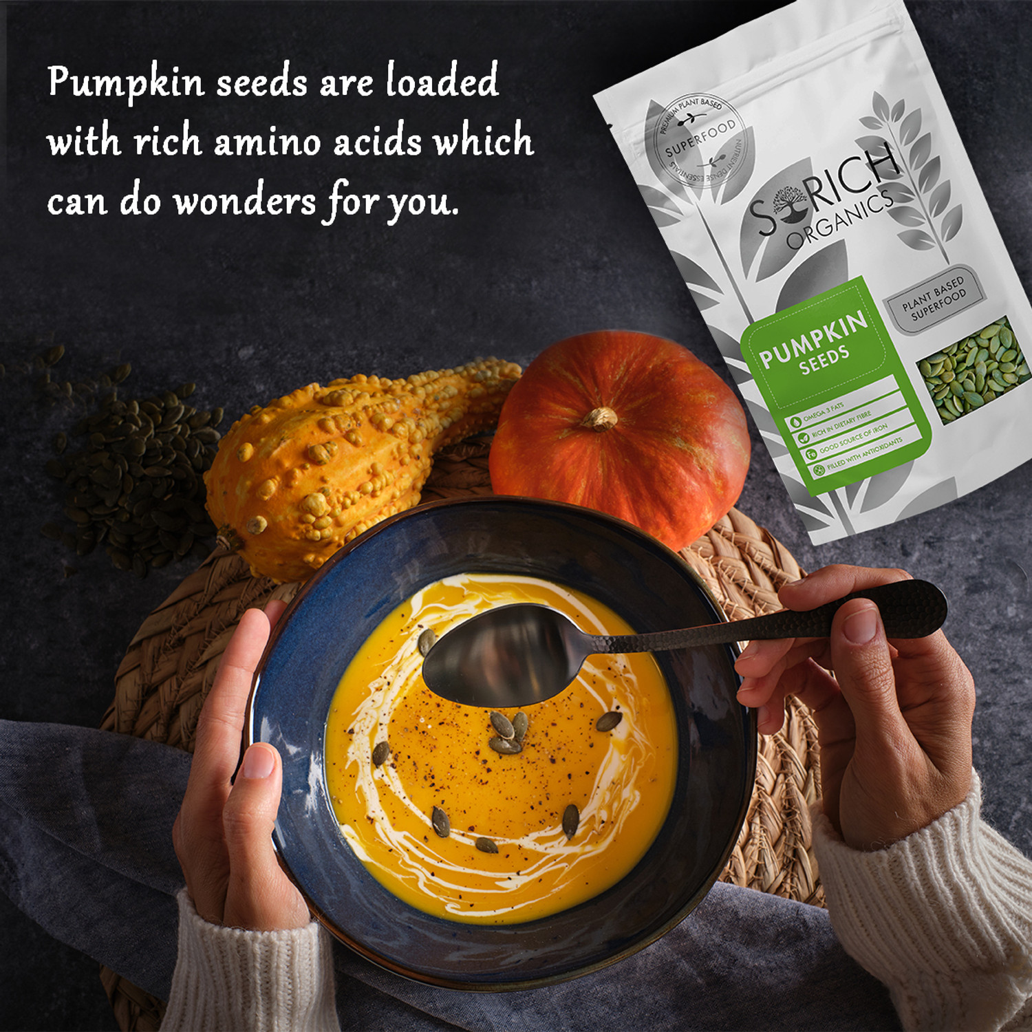 Image of Sorich Organics for Eating|Healthy Snacks|Diet Food |Immunity Booster|High Protein Pumpkin Seeds (100 g)