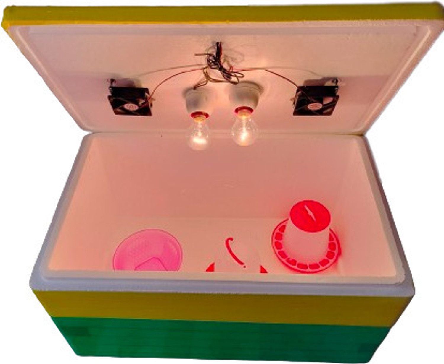 Image of TM&W thermocole 100 egg semi automatic with 1.5 kg feeder and 1.5 Ltr drinker 2 pcs Egg Incubator