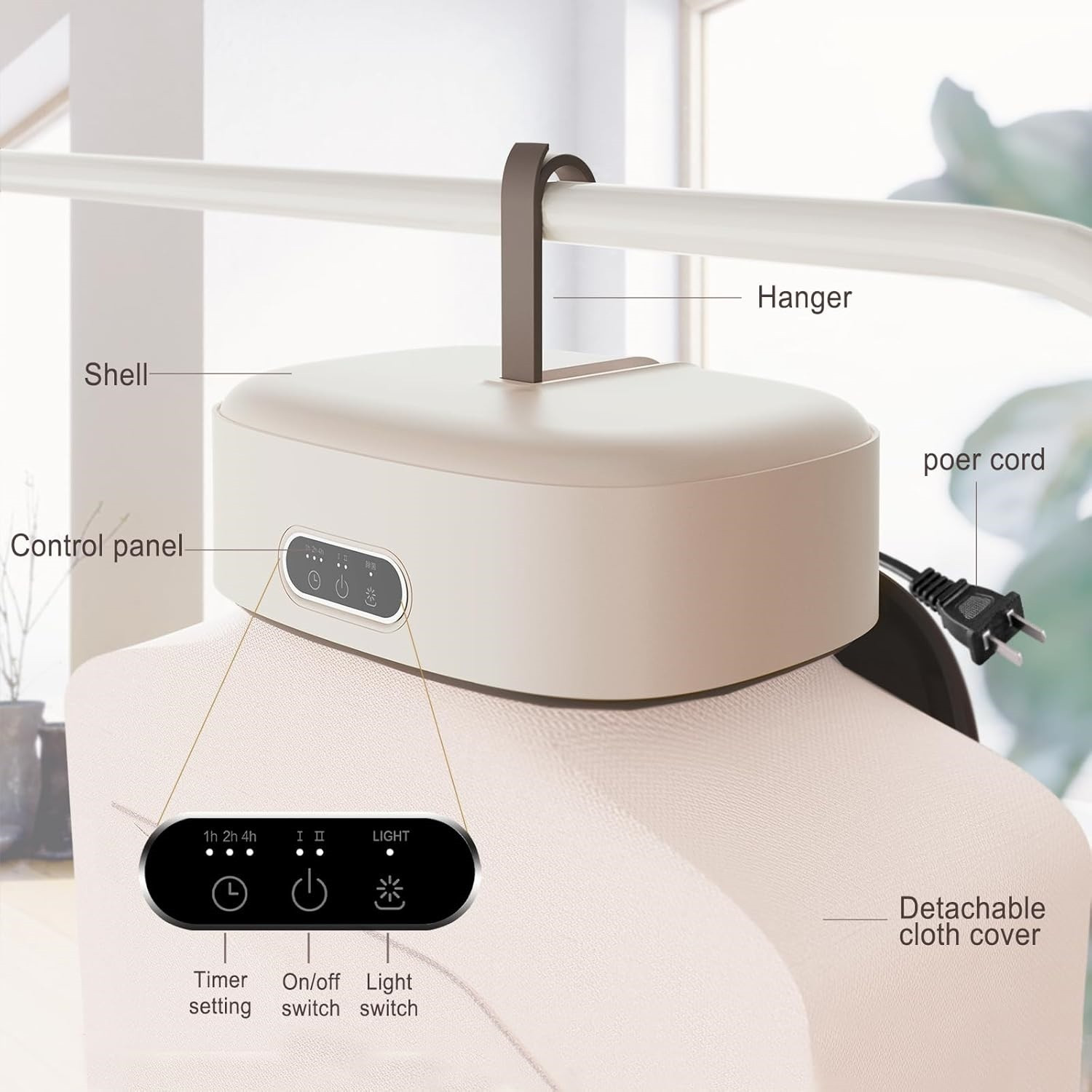 Image of WunderVoX Automatic Mini Clothes Dryer Machine with Hanger Electric Cloth Dryer (White)