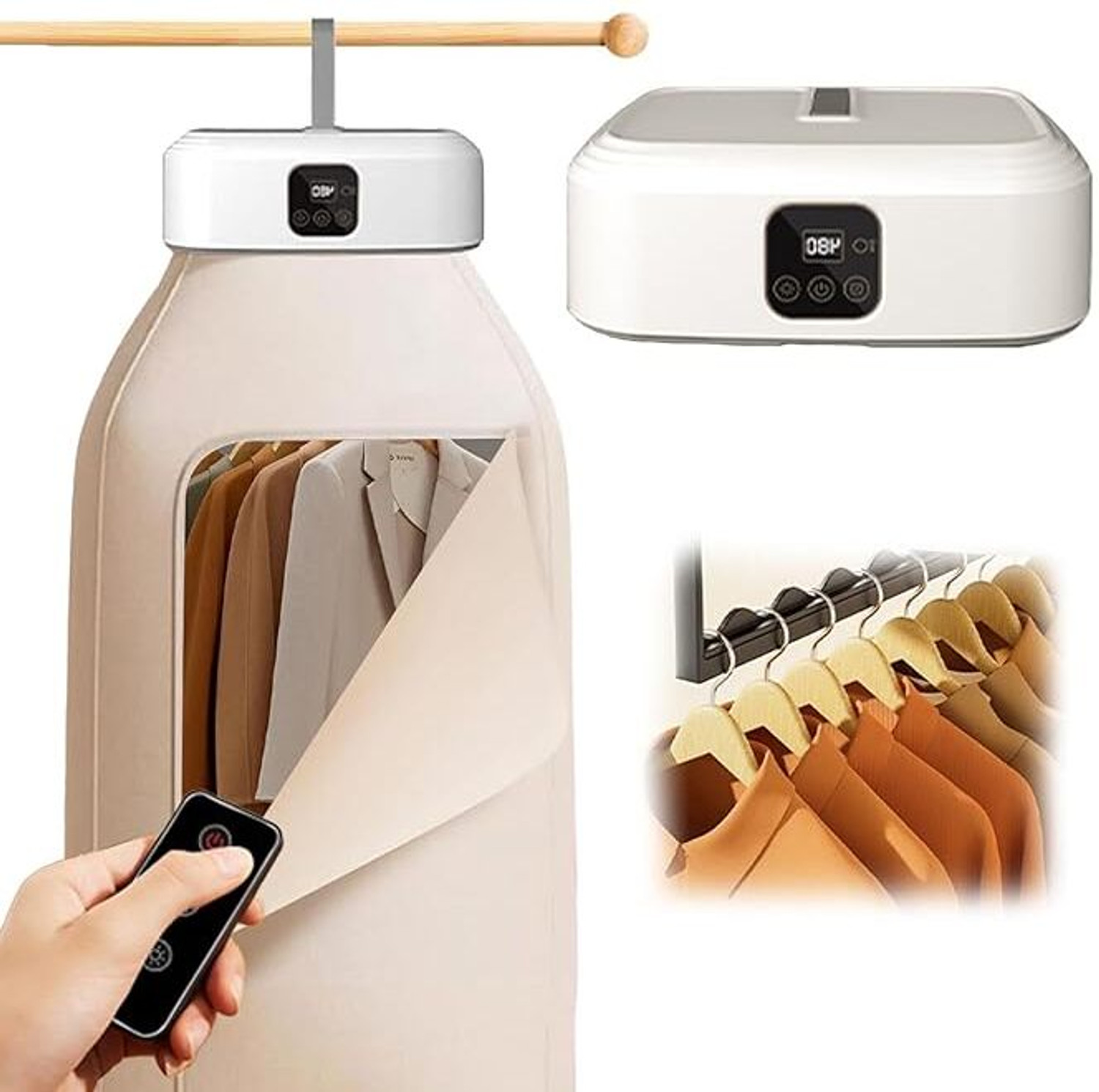 Image of WunderVoX Automatic Mini Clothes Dryer Machine with Hanger Electric Cloth Dryer (White)