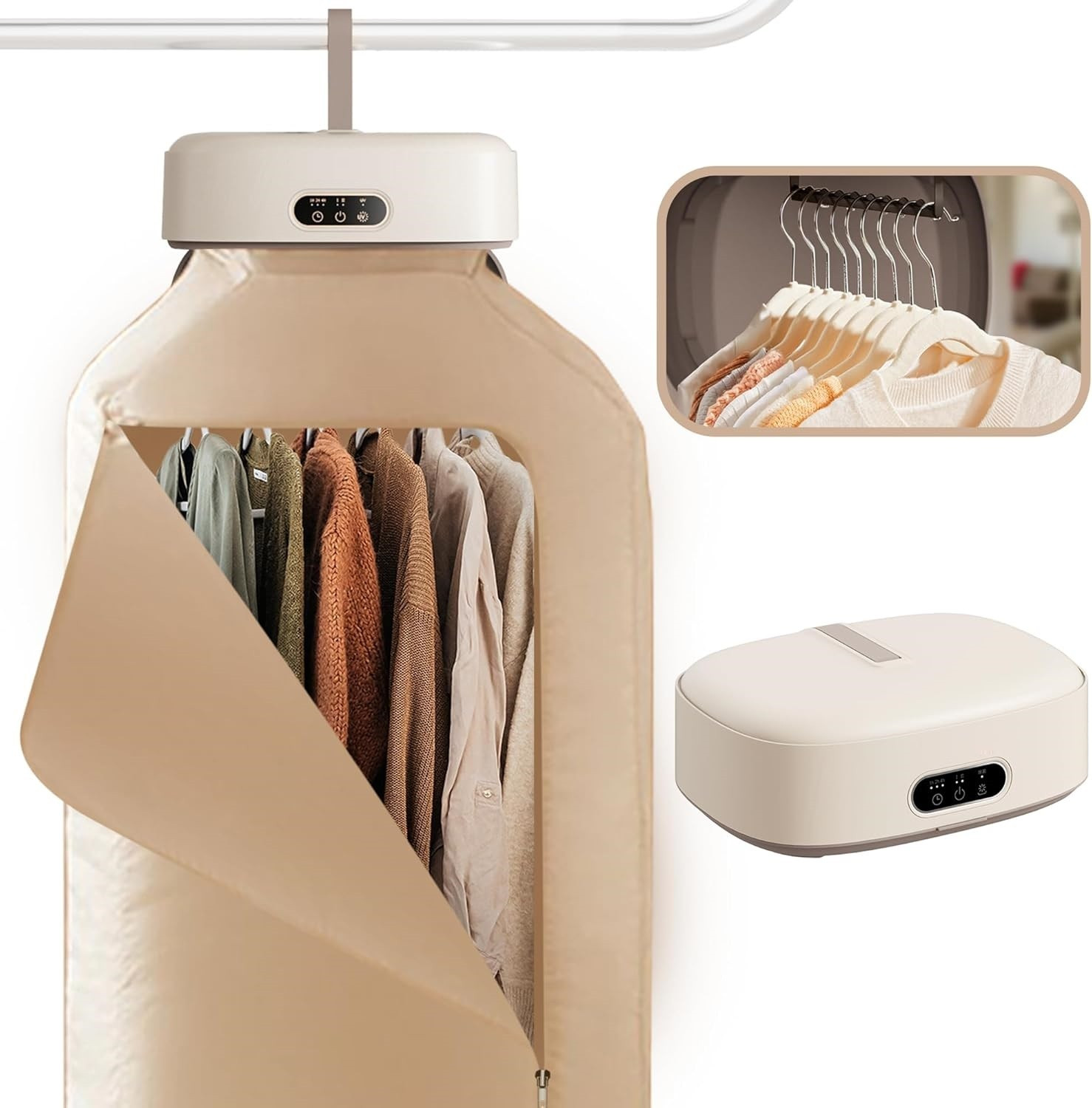 Image of WunderVoX Automatic Mini Clothes Dryer Machine with Hanger Electric Cloth Dryer (White)