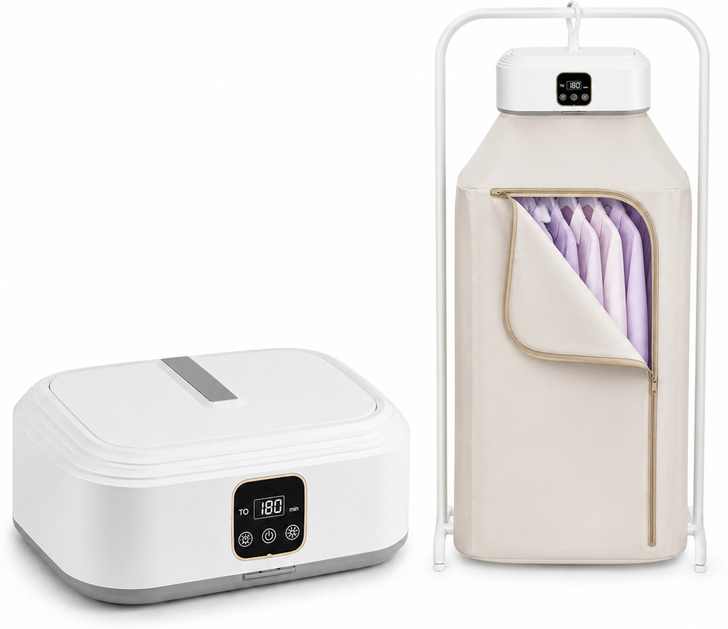 Image of WunderVoX Automatic Mini Clothes Dryer Machine with Hanger Electric Cloth Dryer (White)