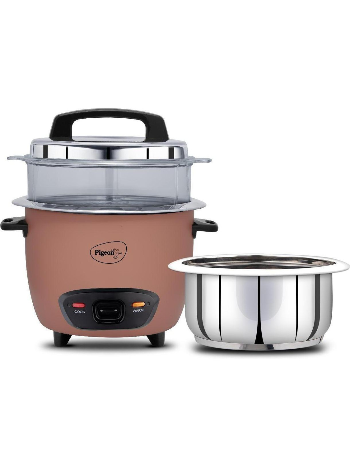 Pigeon Inox Pro 1.8L Single Stainless Steel Pot | Automatic | Food Steamer | Warmer Electric Rice Cooker