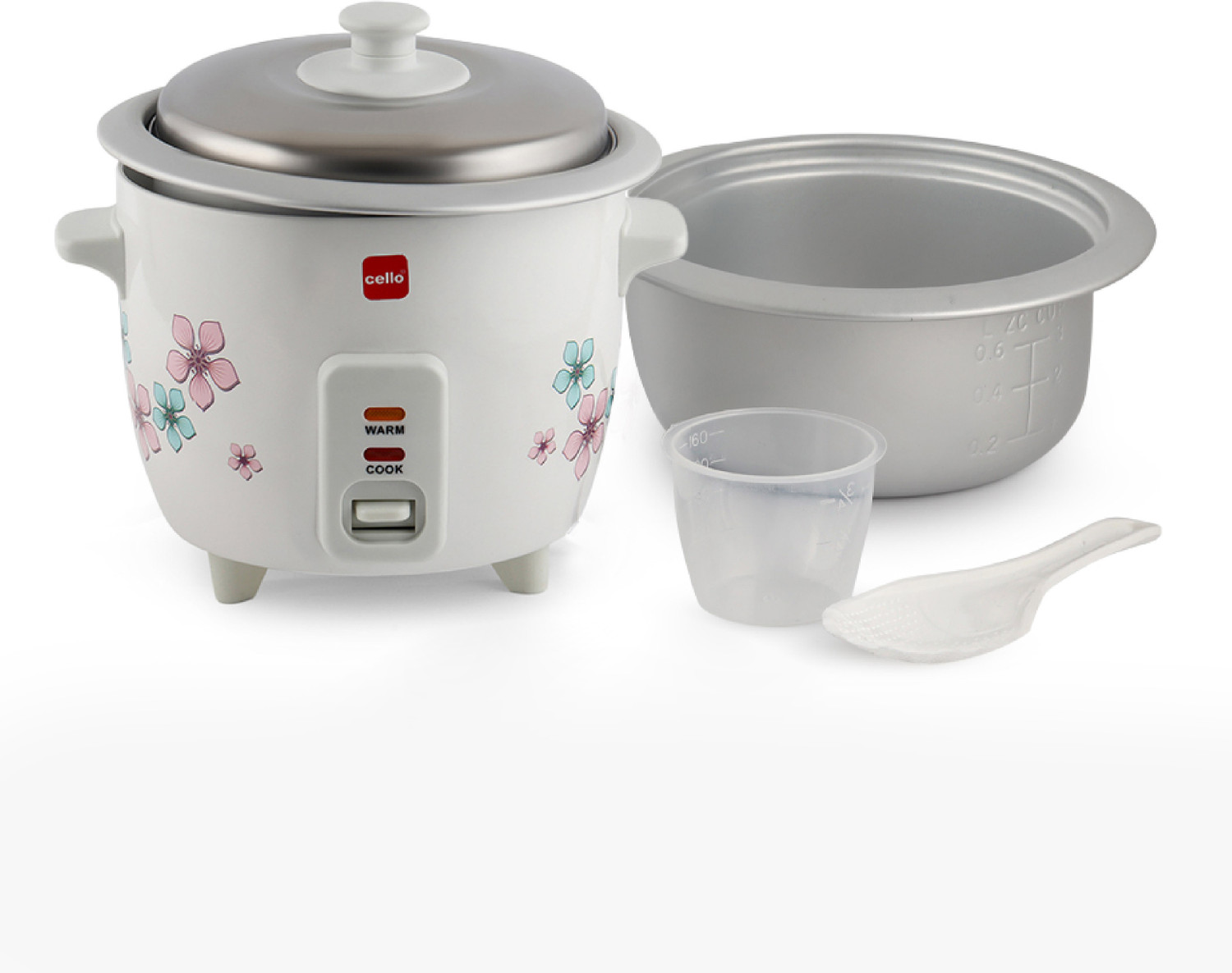 cello Iris Rice Cooker with Single Bowl | Trivet Plate | Electric Rice Cooker with Steaming Feature