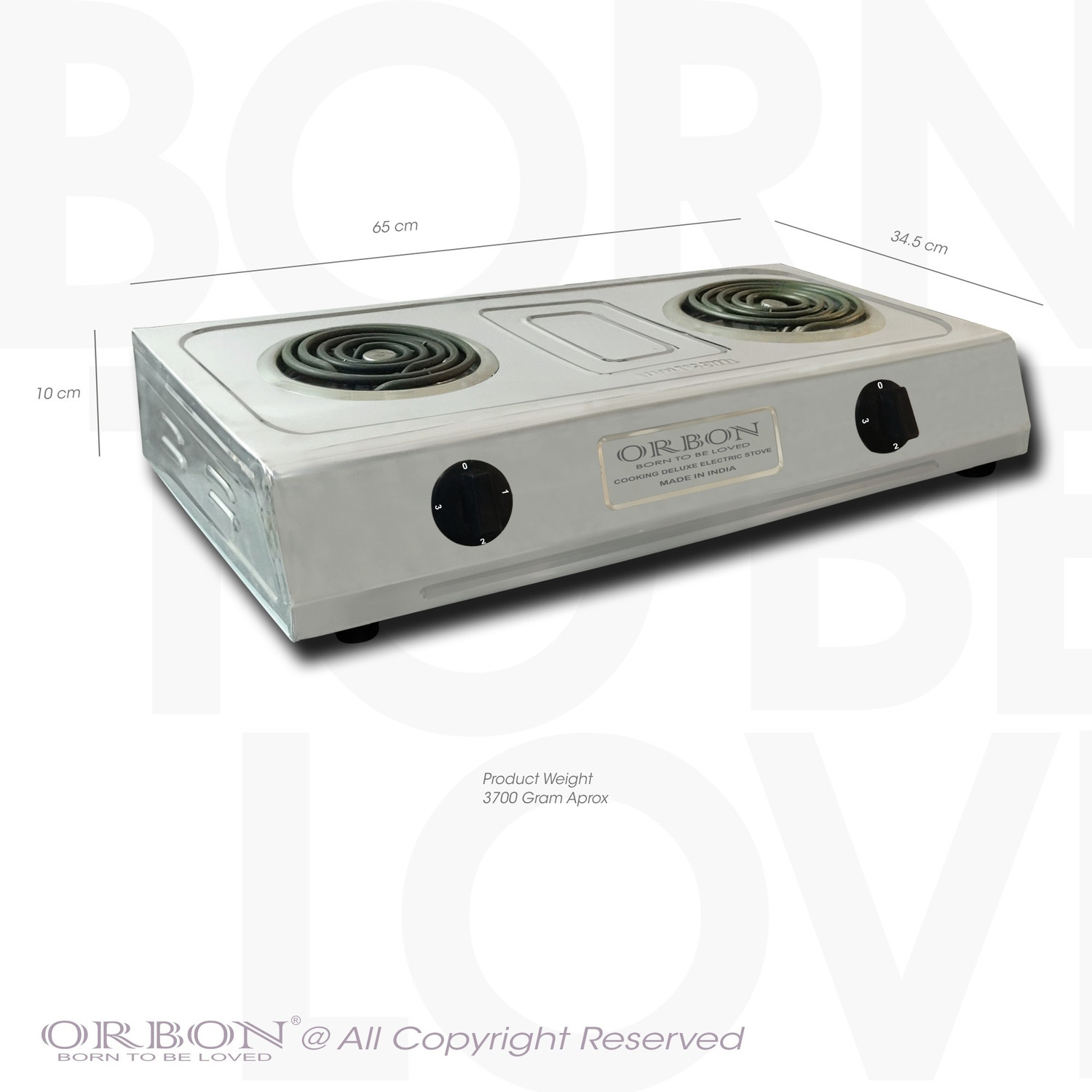 Image of Orbon Double Heavy Stainless Steel 1250 Watt + 2000 Watt Electric G Coil cooking Stove Electric Cooking Heater (2 Burner)