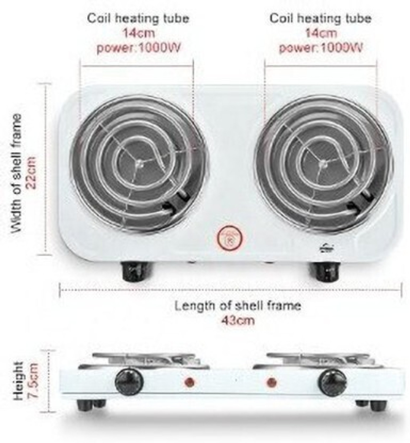 Image of Poweronic G COIL 1100+1100 COOKING HEATER 2 BURNER Electric Cooking Heater (2 Burner)