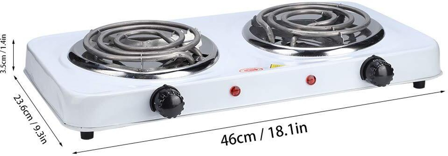 Image of Orbon Double Heavy Stainless Steel 1250 Watt + 2000 Watt Electric G Coil cooking Stove Electric Cooking Heater (2 Burner)