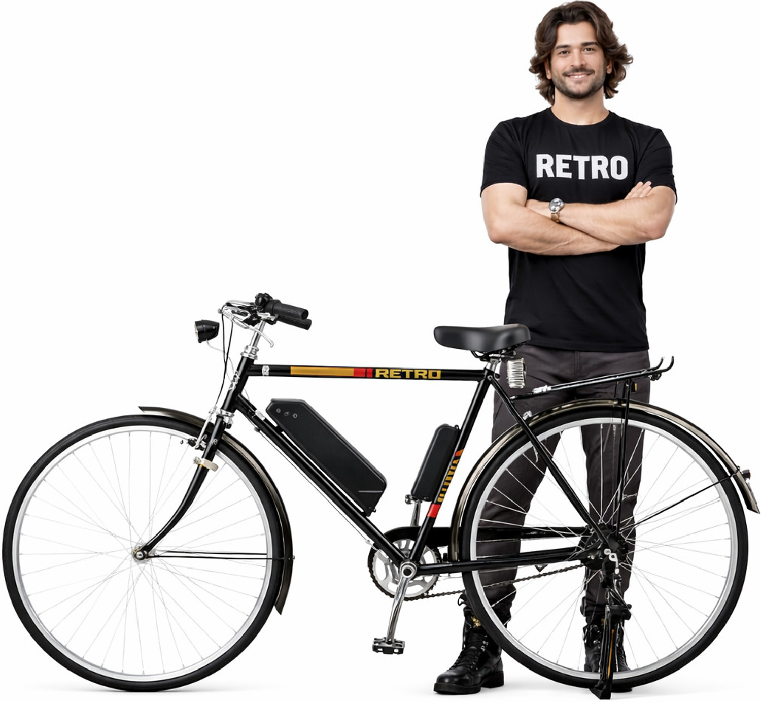 Image of SS Bikes Retro Bolt, 36V /7.8AH Bat, 40 km Range, 22'' (Li-ion) Electric Cycle 26 inches Single Speed Lithium-ion (Li-ion) Electric Cycle