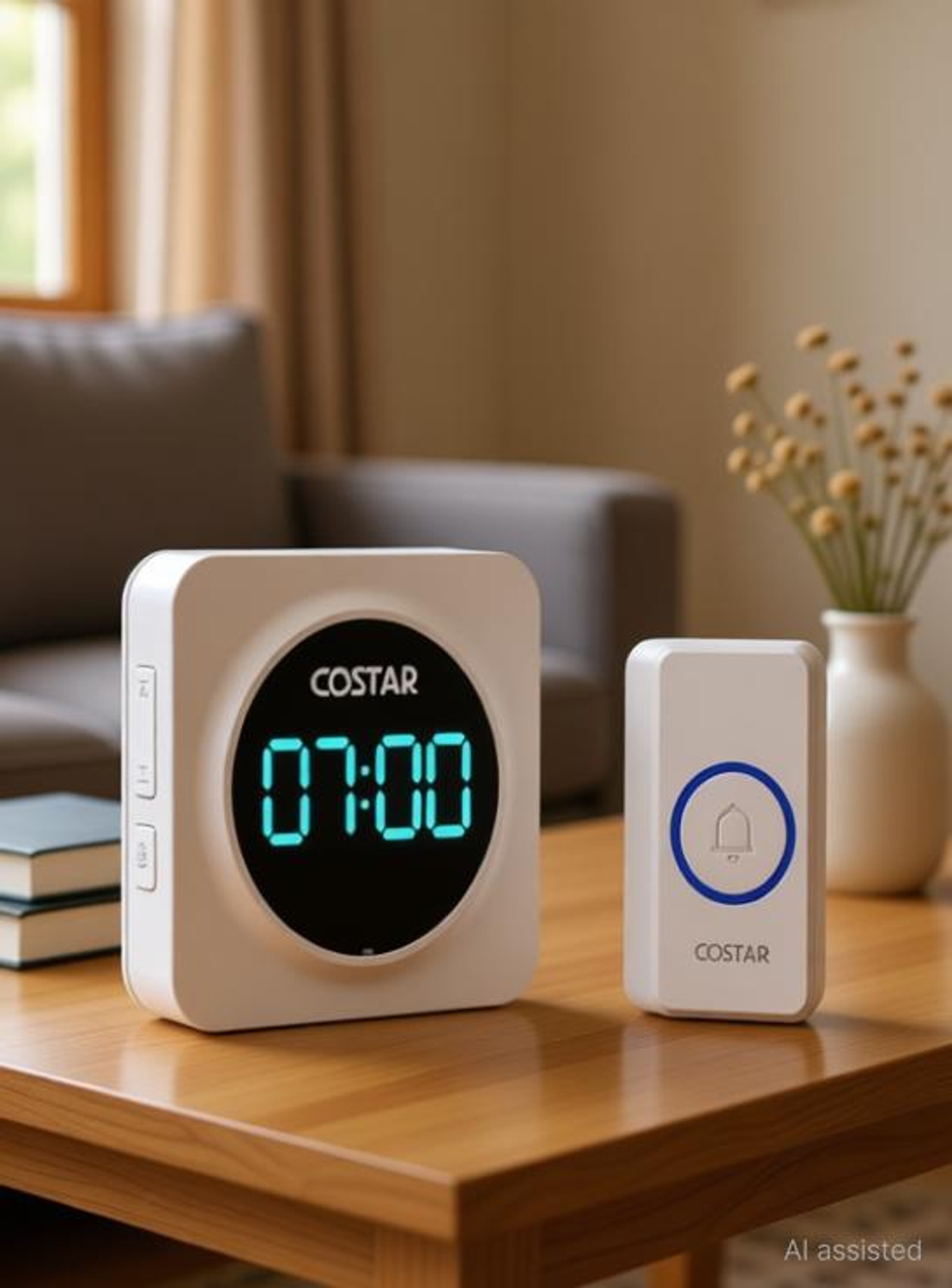 Image of Costar Door Chime 24 Hour Time Display, 1000ft Range, 5 Adjustable Volume Wireless Door Chime (58 Tunes)