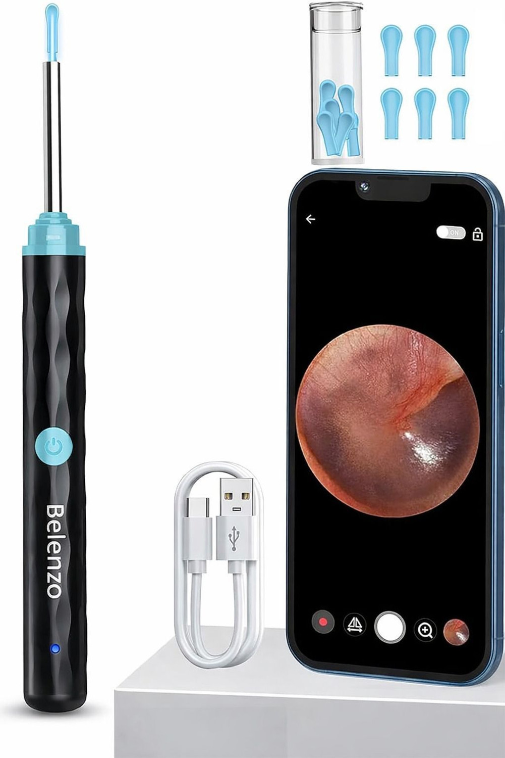 Image of Accutrust Smart WiFi Ear Cleaner Stick with 5 Million HD Camera, 3.5mm Lens, 360 Rotation Electric Ear Cleaner