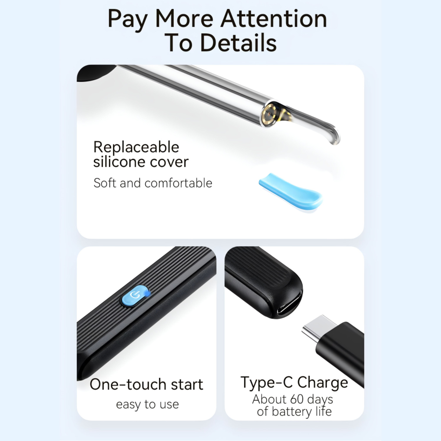 Image of Accutrust Smart WiFi Ear Cleaner Stick with 5 Million HD Camera, 3.5mm Lens, 360 Rotation Electric Ear Cleaner