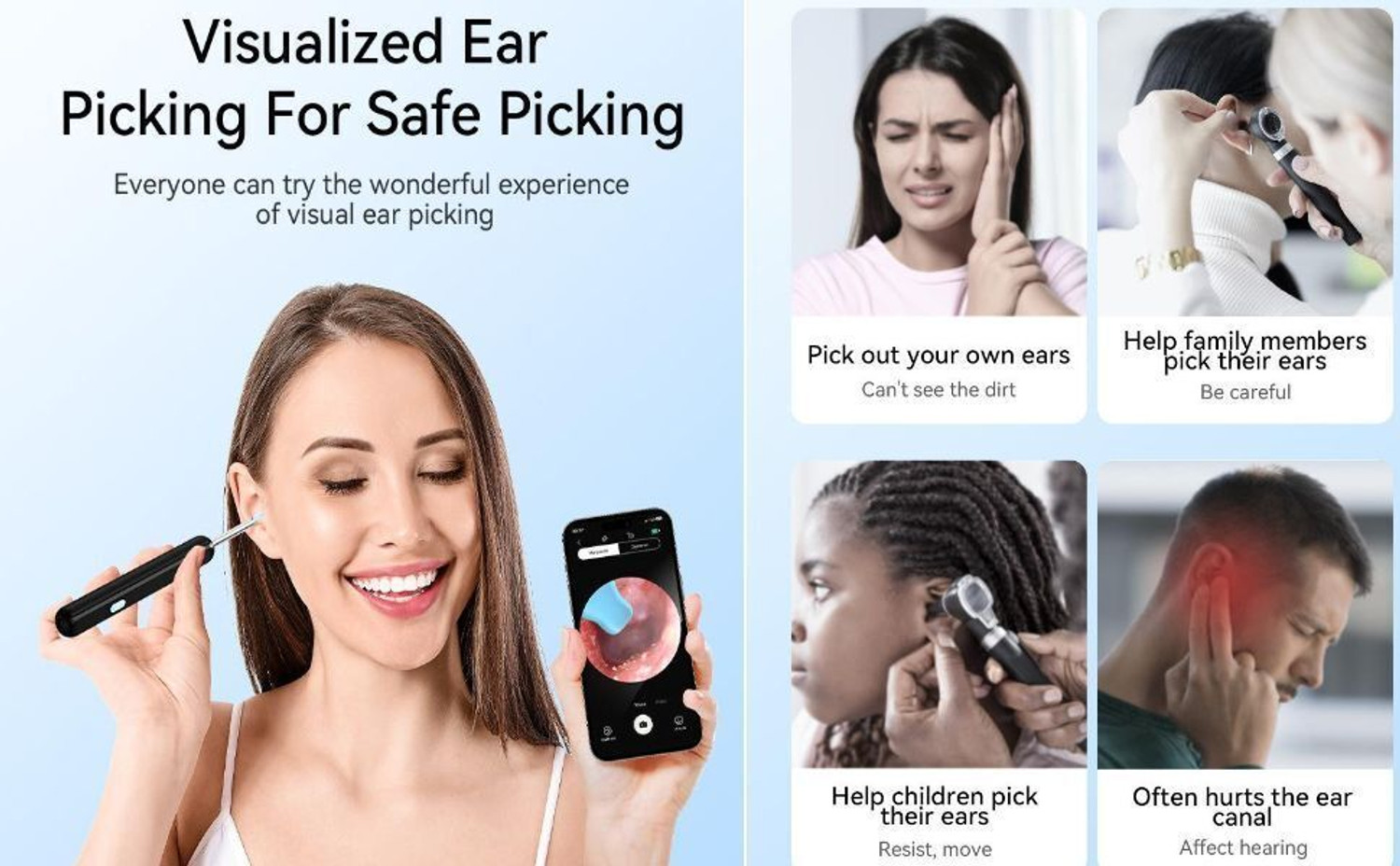 Image of Accutrust Smart WiFi Ear Cleaner Stick with 5 Million HD Camera, 3.5mm Lens, 360 Rotation Electric Ear Cleaner
