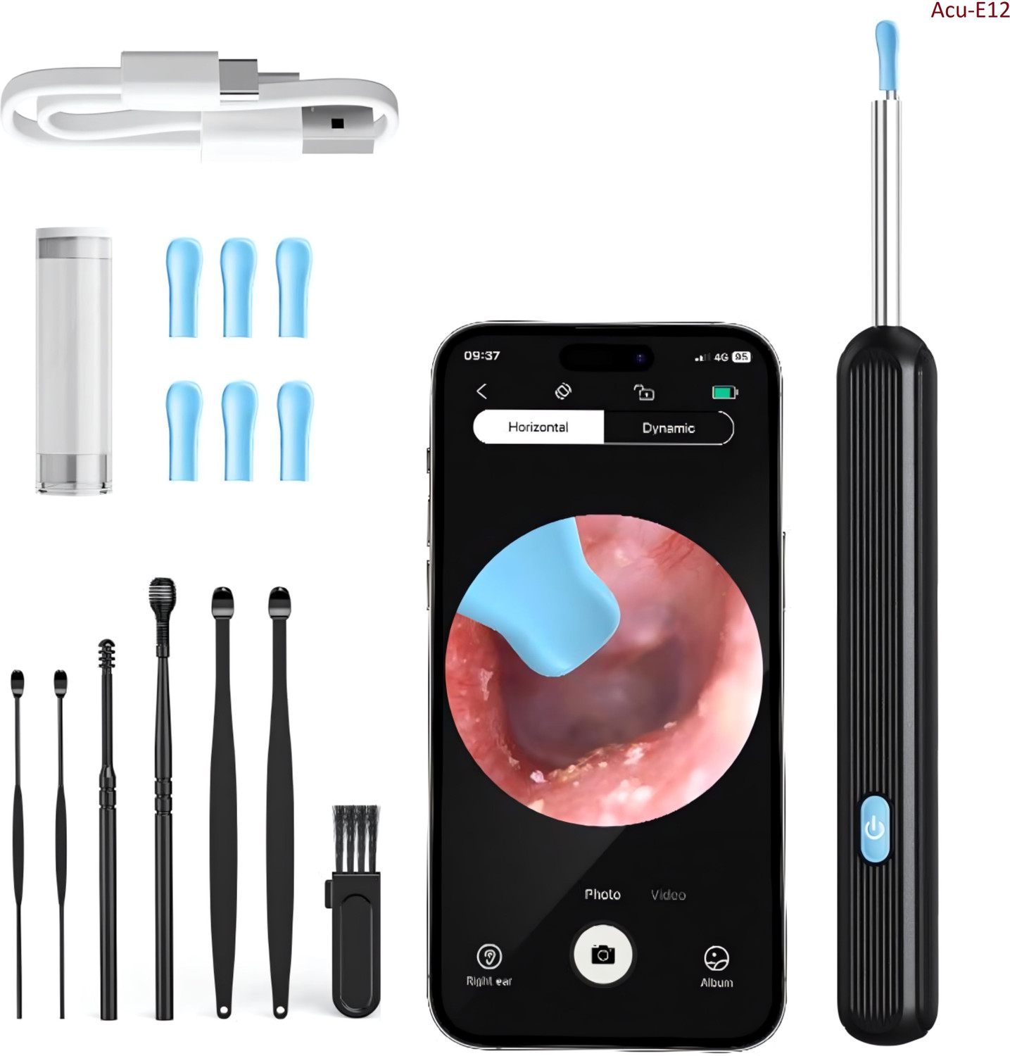 Image of Accutrust Smart WiFi Ear Cleaner Stick with 5 Million HD Camera, 3.5mm Lens, 360 Rotation Electric Ear Cleaner