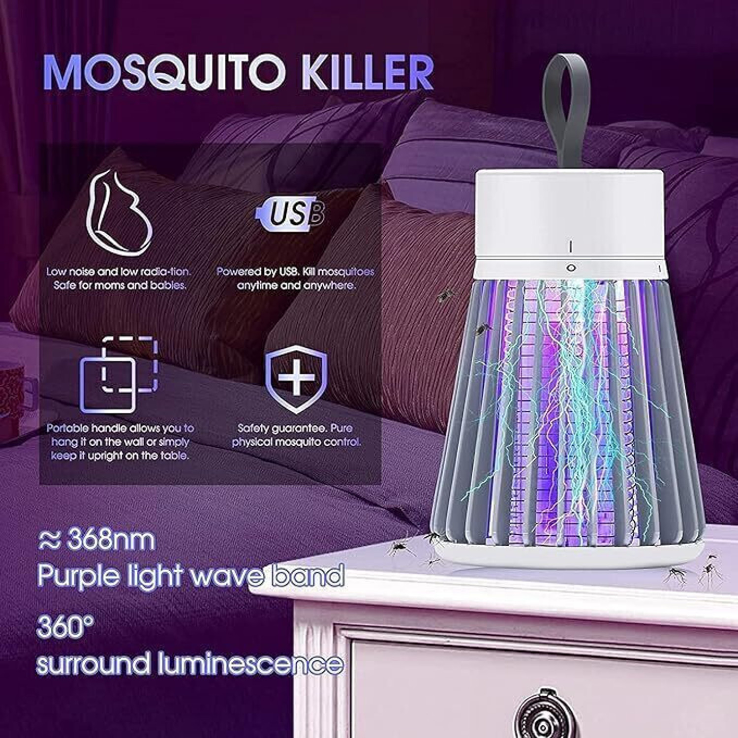 Image of DSAFE Eco Friendly Electronic LED Mosquito Killer Machine Trap Lamp, USB Powered Electric Insect Killer Indoor, Outdoor (Lantern)