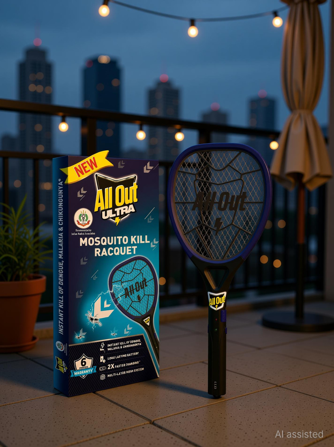 Image of JOV-FV 4200V Anti-Mosquito Racket / Rechargeable Insect Killer Bat Electric Insect Killer Outdoor, Indoor (Fly Swatter)