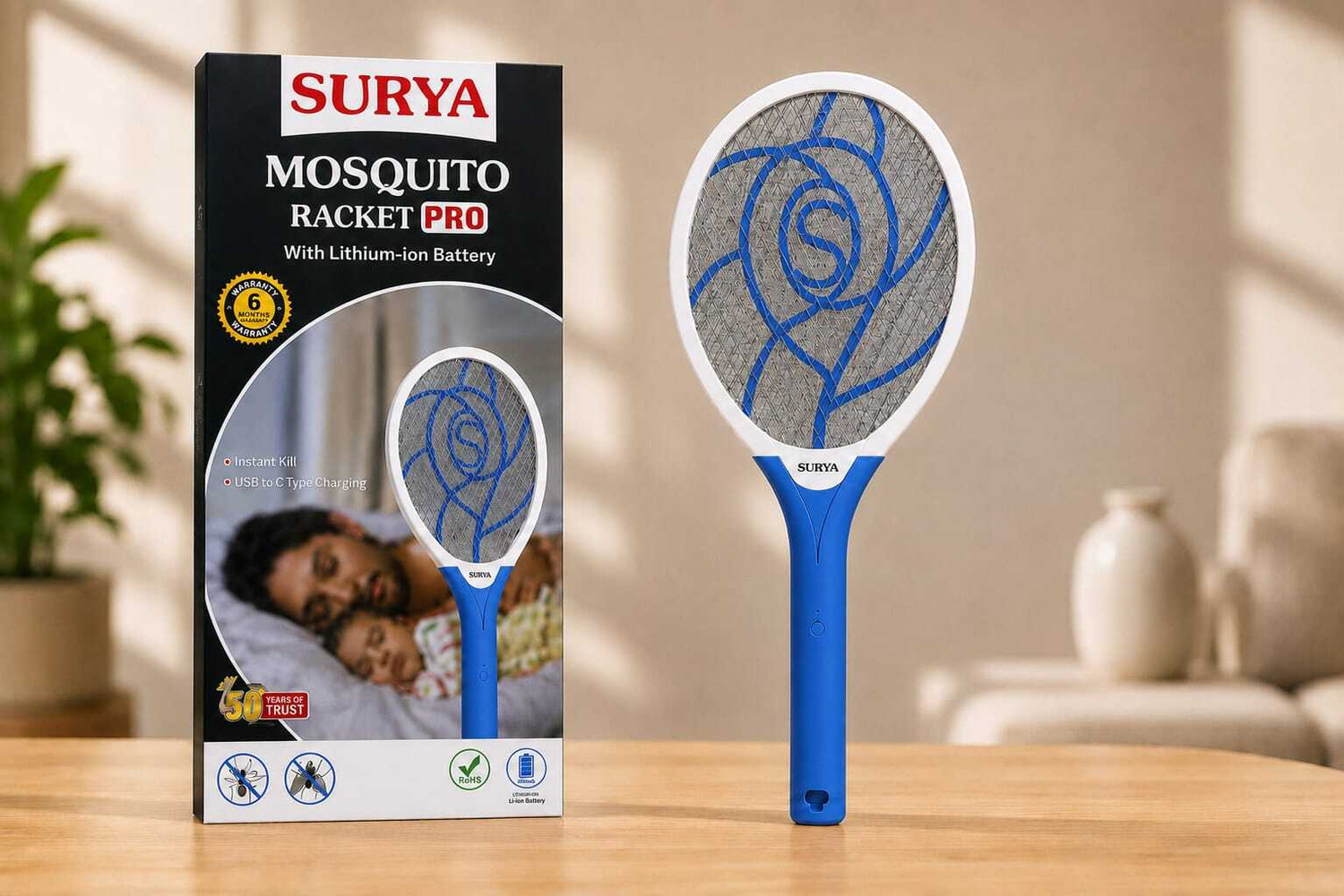 Image of HUNTER Premium Rechargeable Mosquito /Insect /Fly Swatter Bat | Mosquito Zapper Racket | Electric Insect Killer Indoor (Bat)