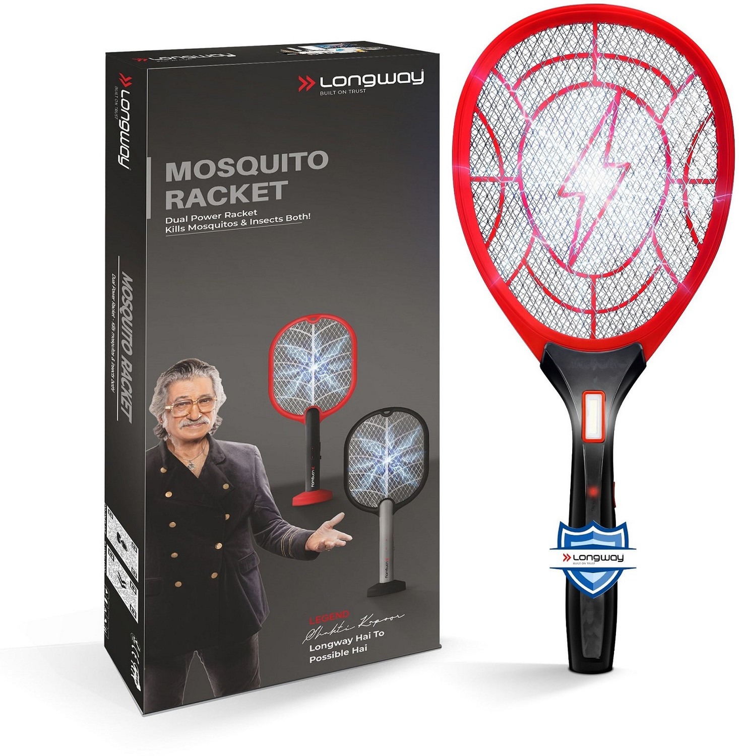 Image of OREVA Electric Rechargeable Mosquito Racket 2 in 1 With Detachable LED Torch I Electric Insect Killer Indoor, Outdoor (Bat)