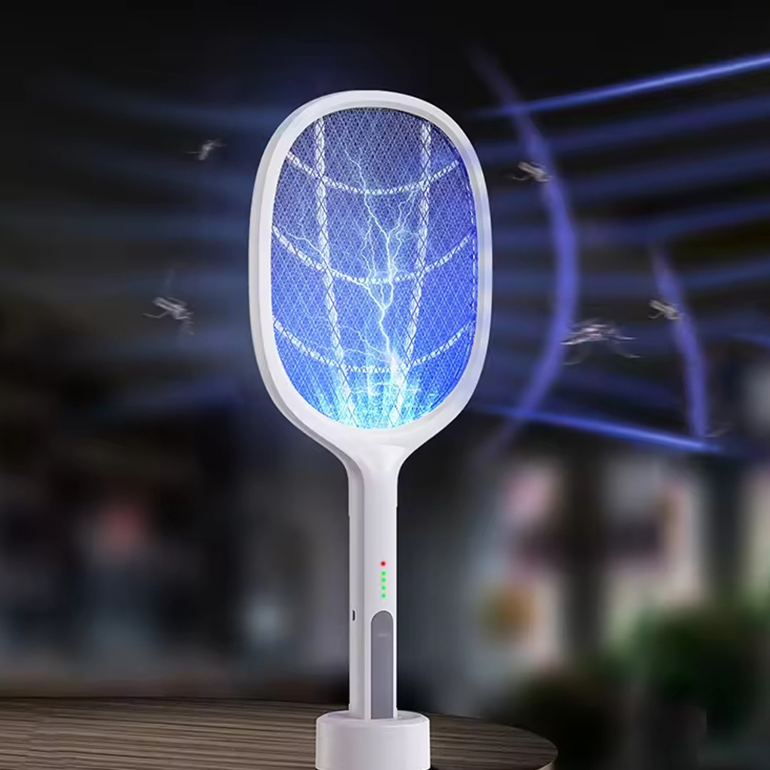 Image of HEHARI Mosquito Racket with UV Light Rechargeable Zapper Racket Bat with Base Stand Electric Insect Killer Indoor, Outdoor (Bat)