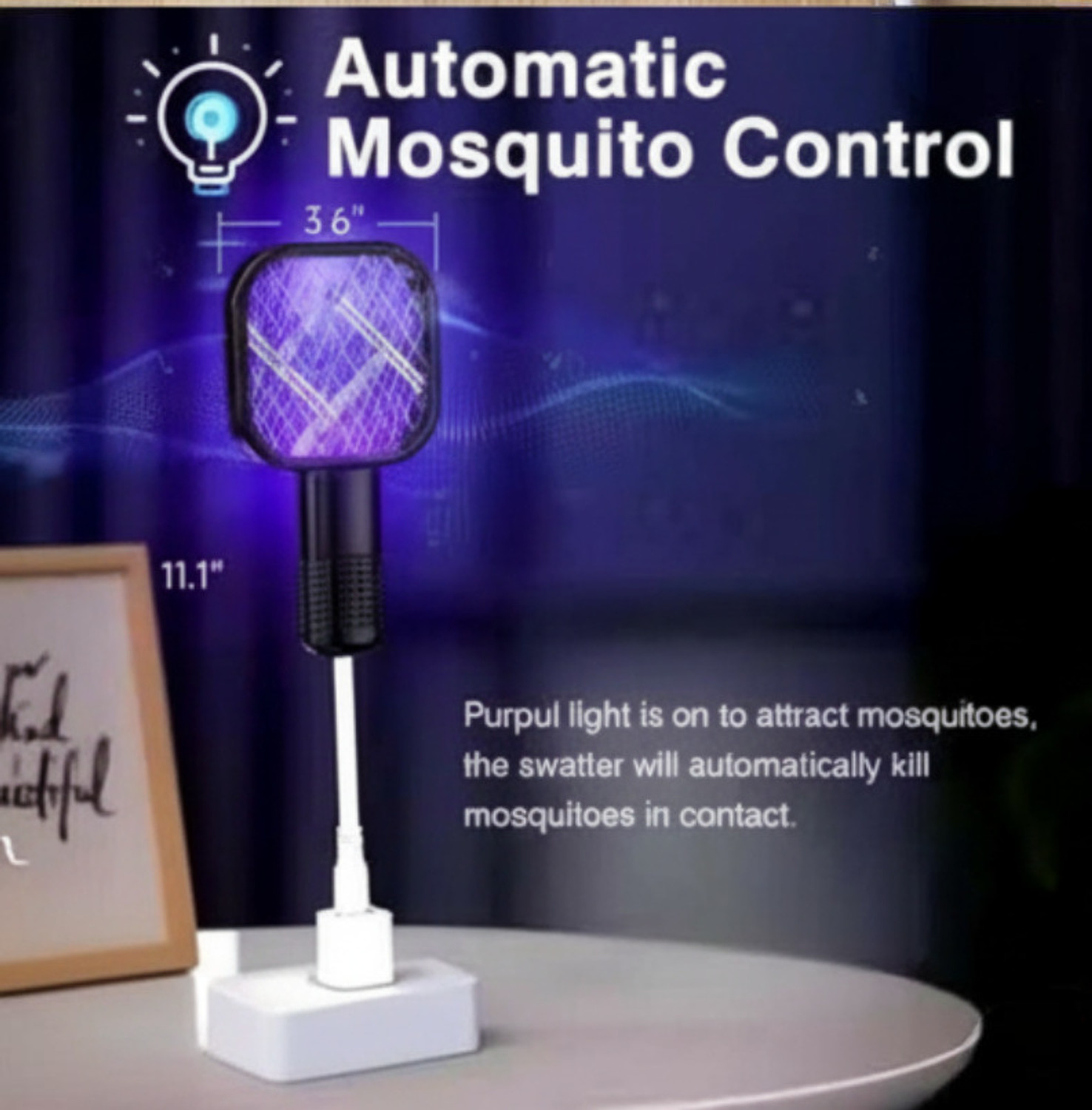 Image of bharti collection 2-in-1 USB Mosquito Killer Bat with UV Light Electric Insect Killer Indoor, Outdoor (Bat)
