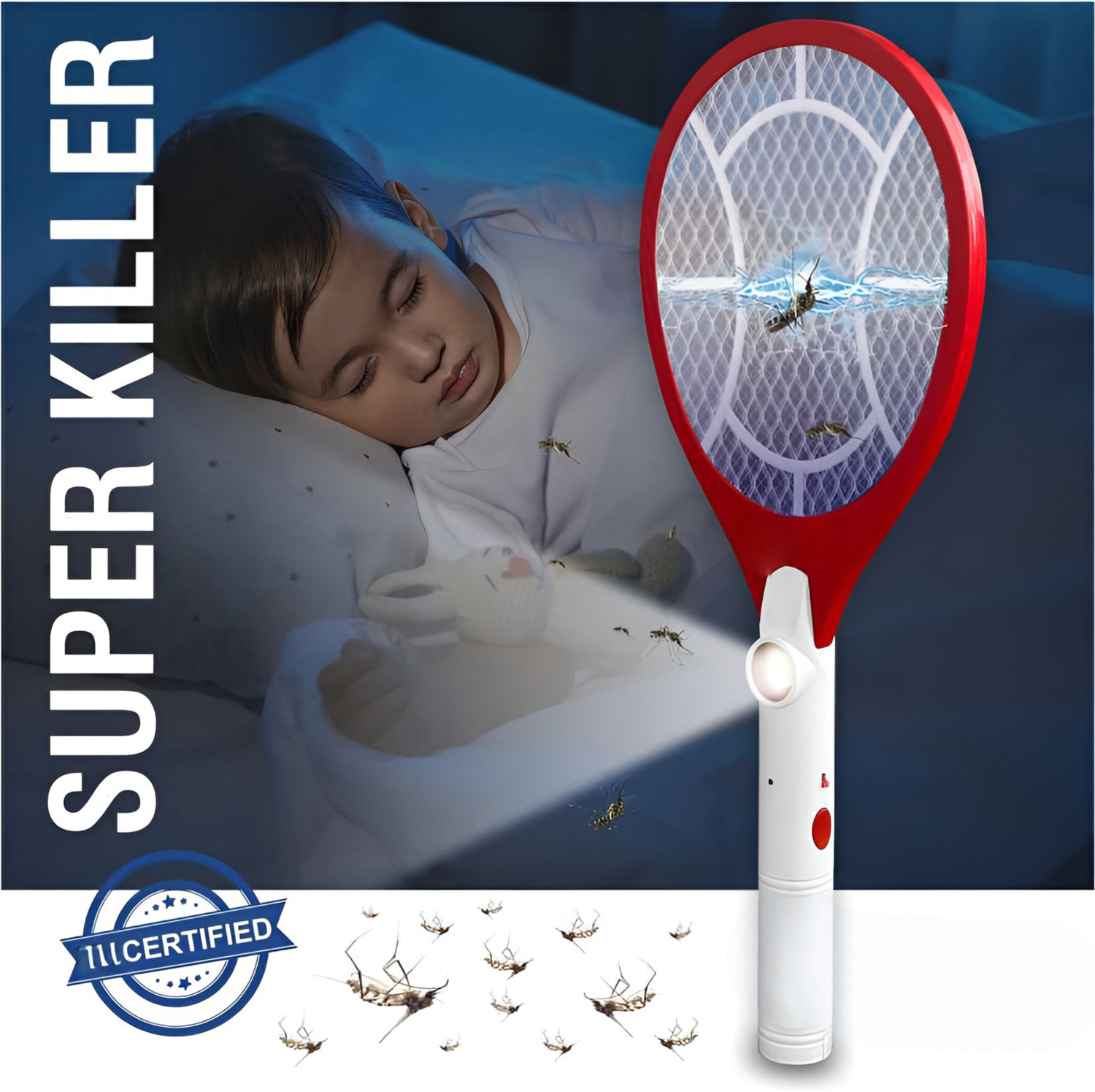 Image of JOV-FV 4200V Anti-Mosquito Racket / Rechargeable Insect Killer Bat Electric Insect Killer Outdoor, Indoor (Fly Swatter)
