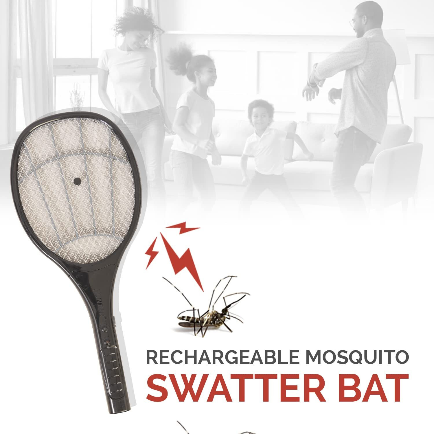 Image of HUNTER Premium Rechargeable Mosquito /Insect /Fly Swatter Bat | Mosquito Zapper Racket | Electric Insect Killer Indoor (Bat)