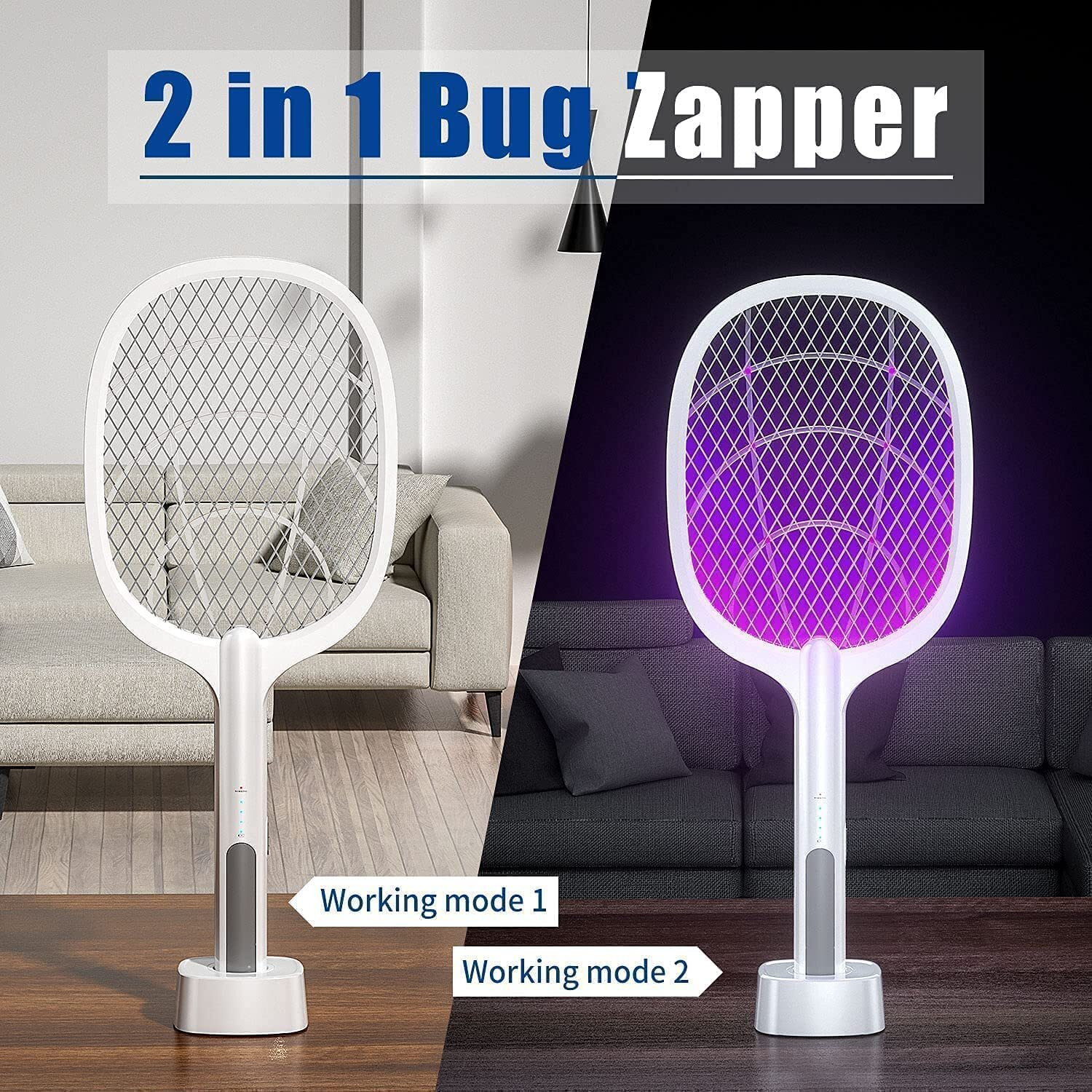 Image of Arrom Cordless Anti-Mosquito Racket /Bat, 4000V Rechargeable Fly Swatter, UV LED Light Electric Insect Killer Indoor, Outdoor (Fly Swatter)