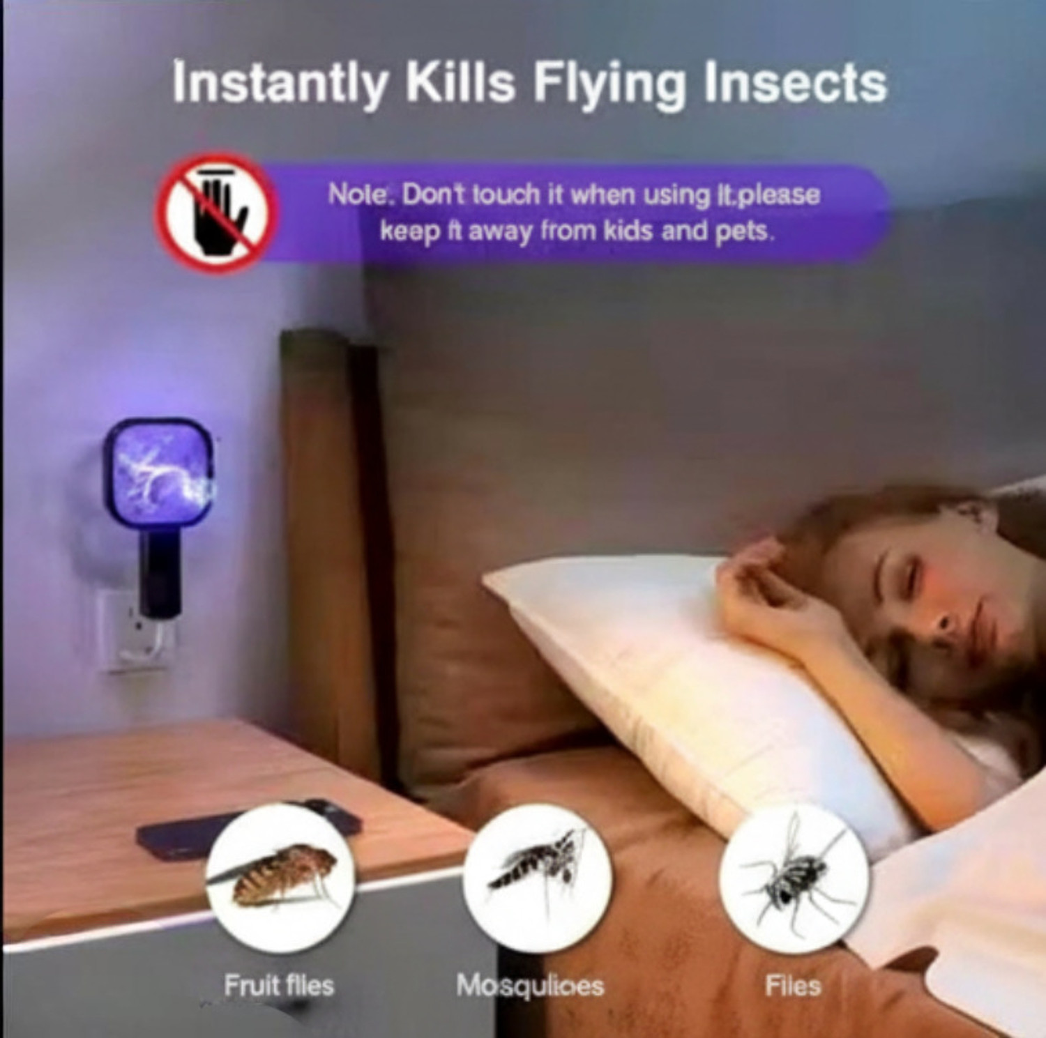 Image of bharti collection 2-in-1 USB Mosquito Killer Bat with UV Light Electric Insect Killer Indoor, Outdoor (Bat)