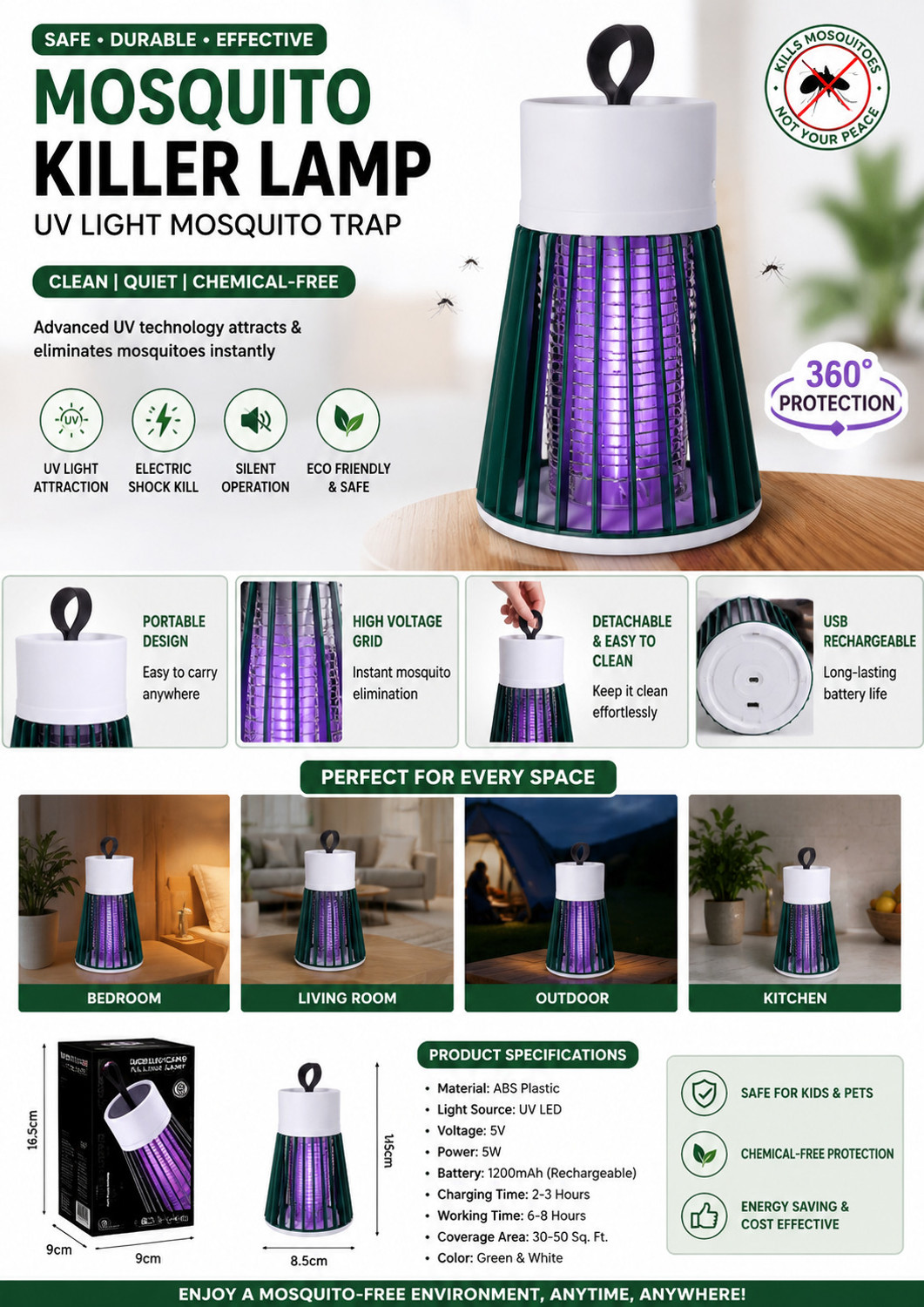 Image of HUNTER Premium Rechargeable Mosquito /Insect /Fly Swatter Bat | Mosquito Zapper Racket | Electric Insect Killer Indoor (Bat)