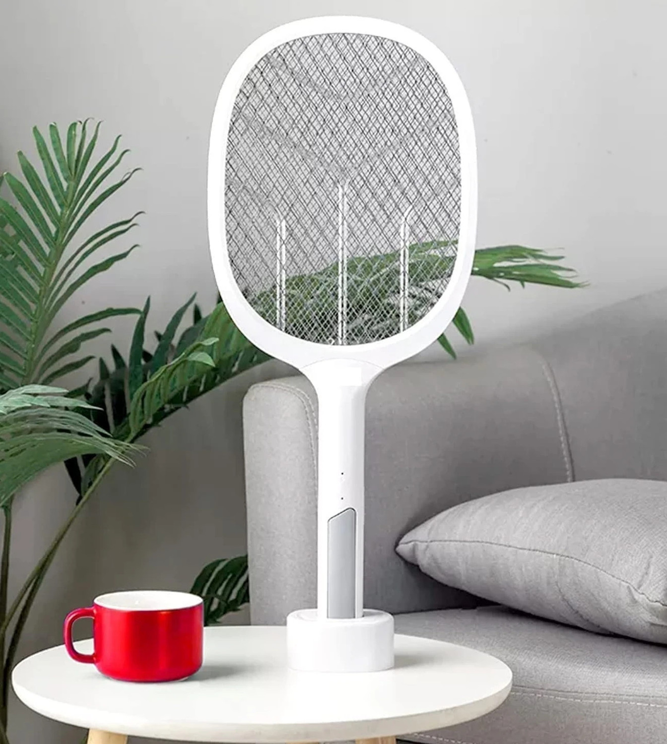 Image of OREVA Electric Rechargeable Mosquito Racket 2 in 1 With Detachable LED Torch I Electric Insect Killer Indoor, Outdoor (Bat)