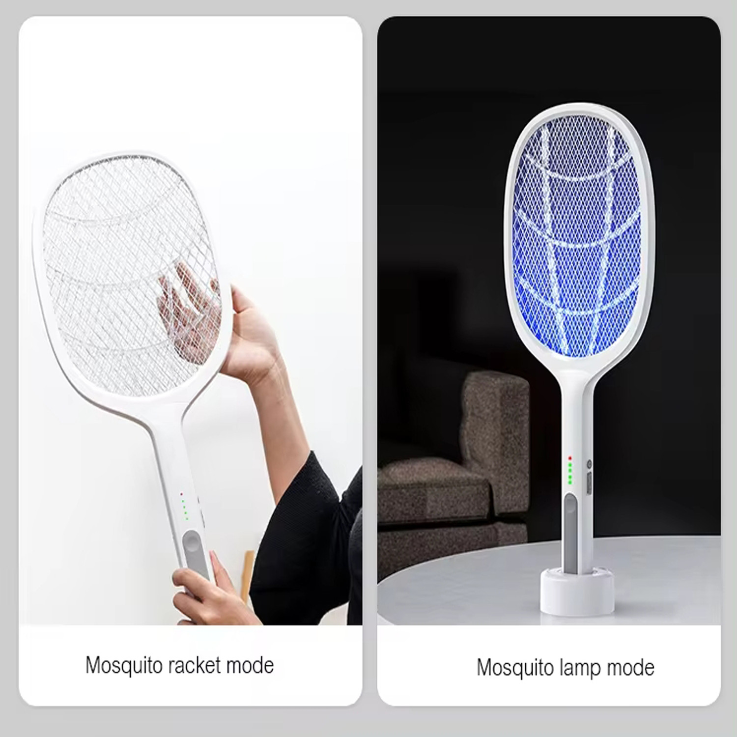Image of HEHARI Mosquito Racket with UV Light Rechargeable Zapper Racket Bat with Base Stand Electric Insect Killer Indoor, Outdoor (Bat)