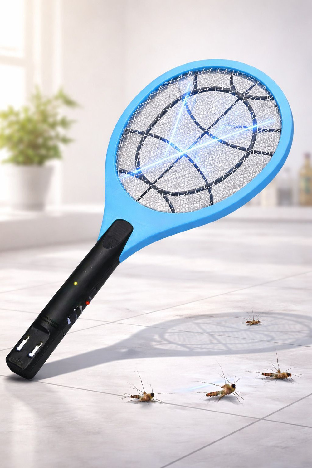 Image of HEHARI Mosquito Racket with UV Light Rechargeable Zapper Racket Bat with Base Stand Electric Insect Killer Indoor, Outdoor (Bat)
