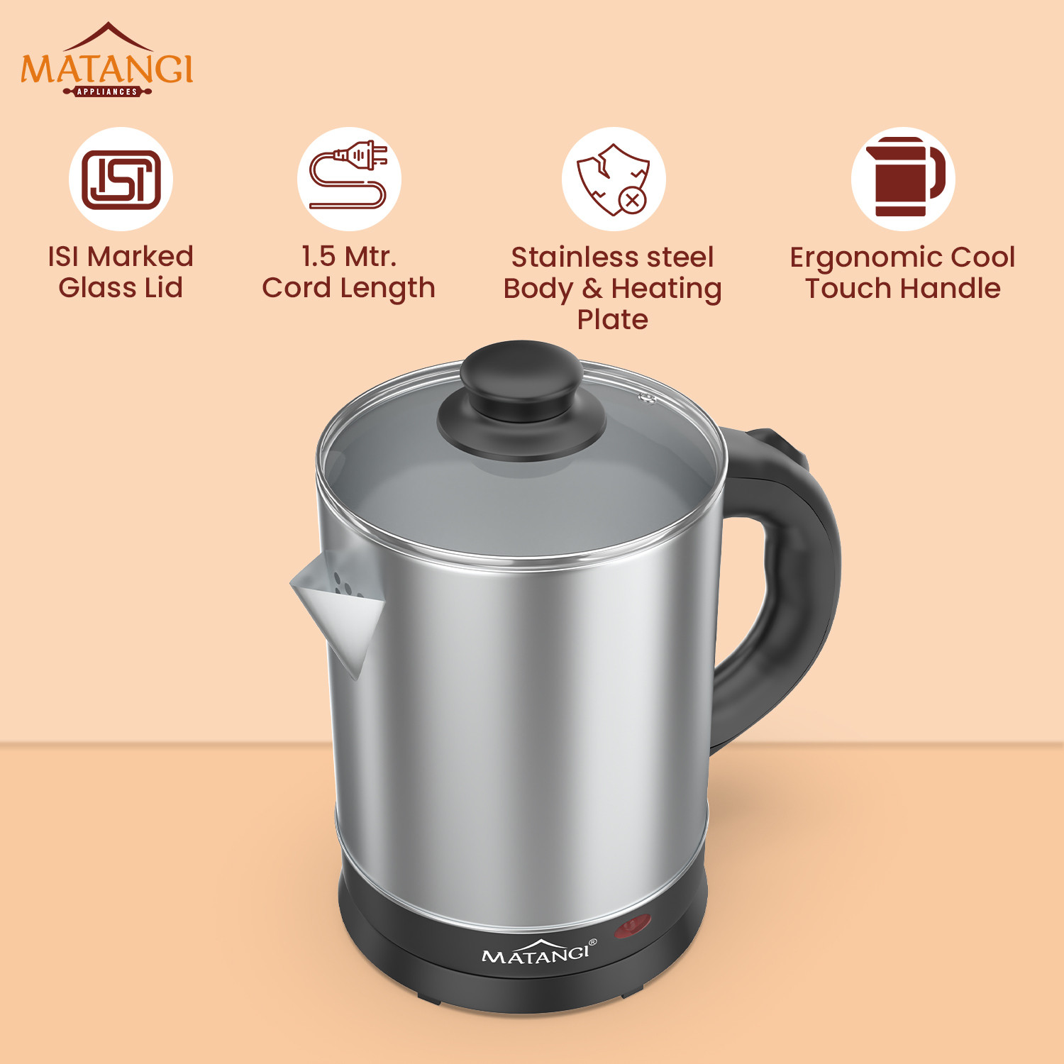 Image of Matangi Multi Purpose Electric Kettle (1.7 L, Silver)