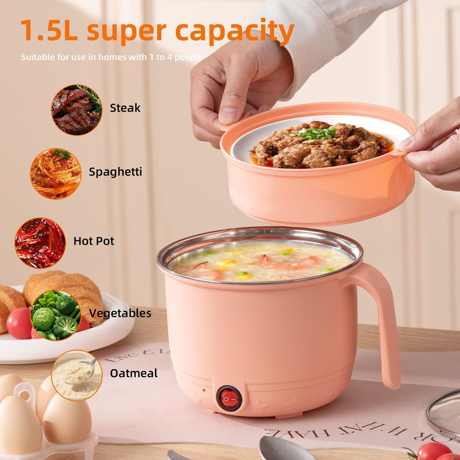 Image of AGARO 1 Multi Cooker Electric Kettle (1.2 L, Green)