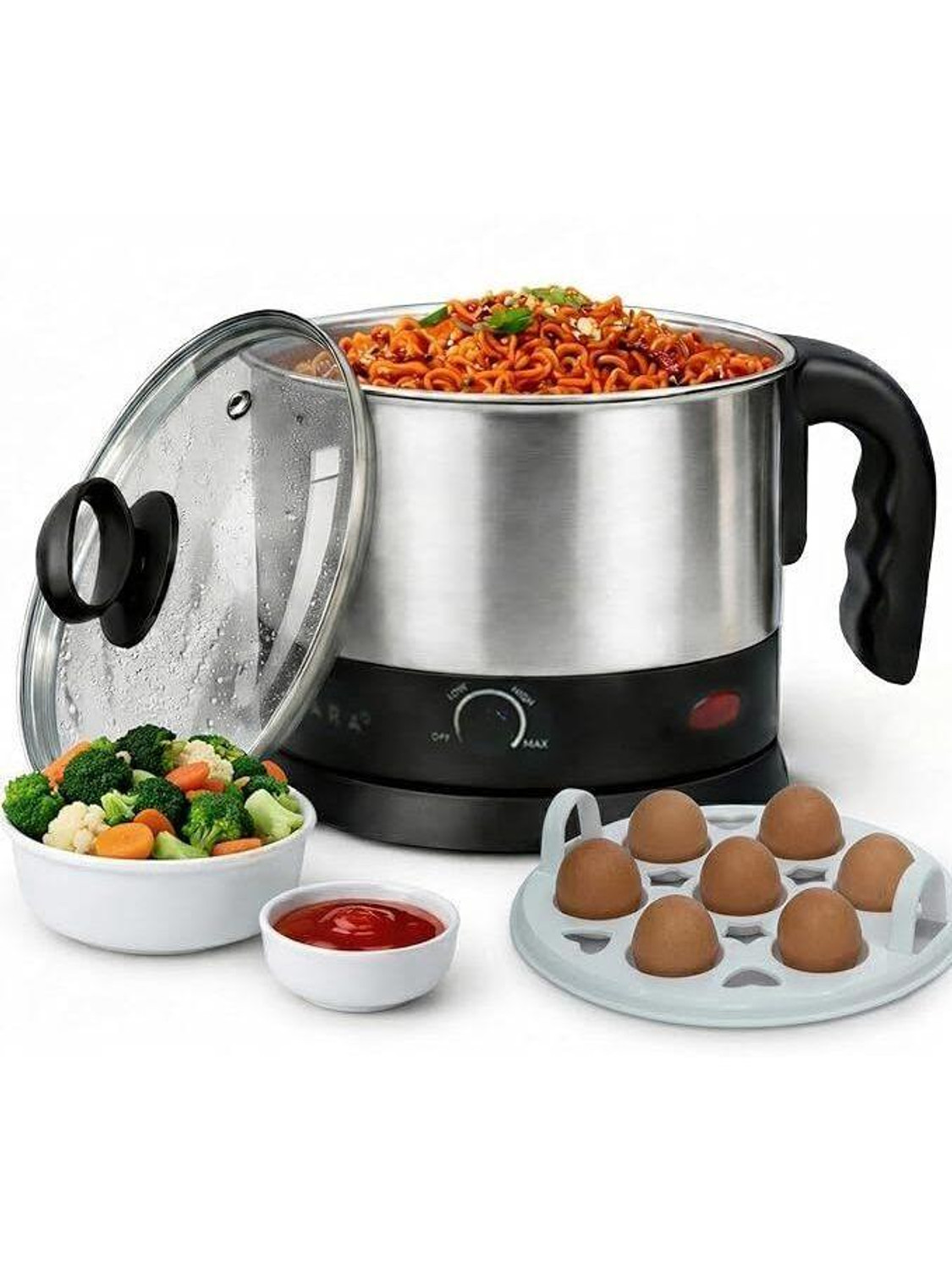 Solara Multipurpose with Glass Lid, 3 Boiling Modes Electric Kettle