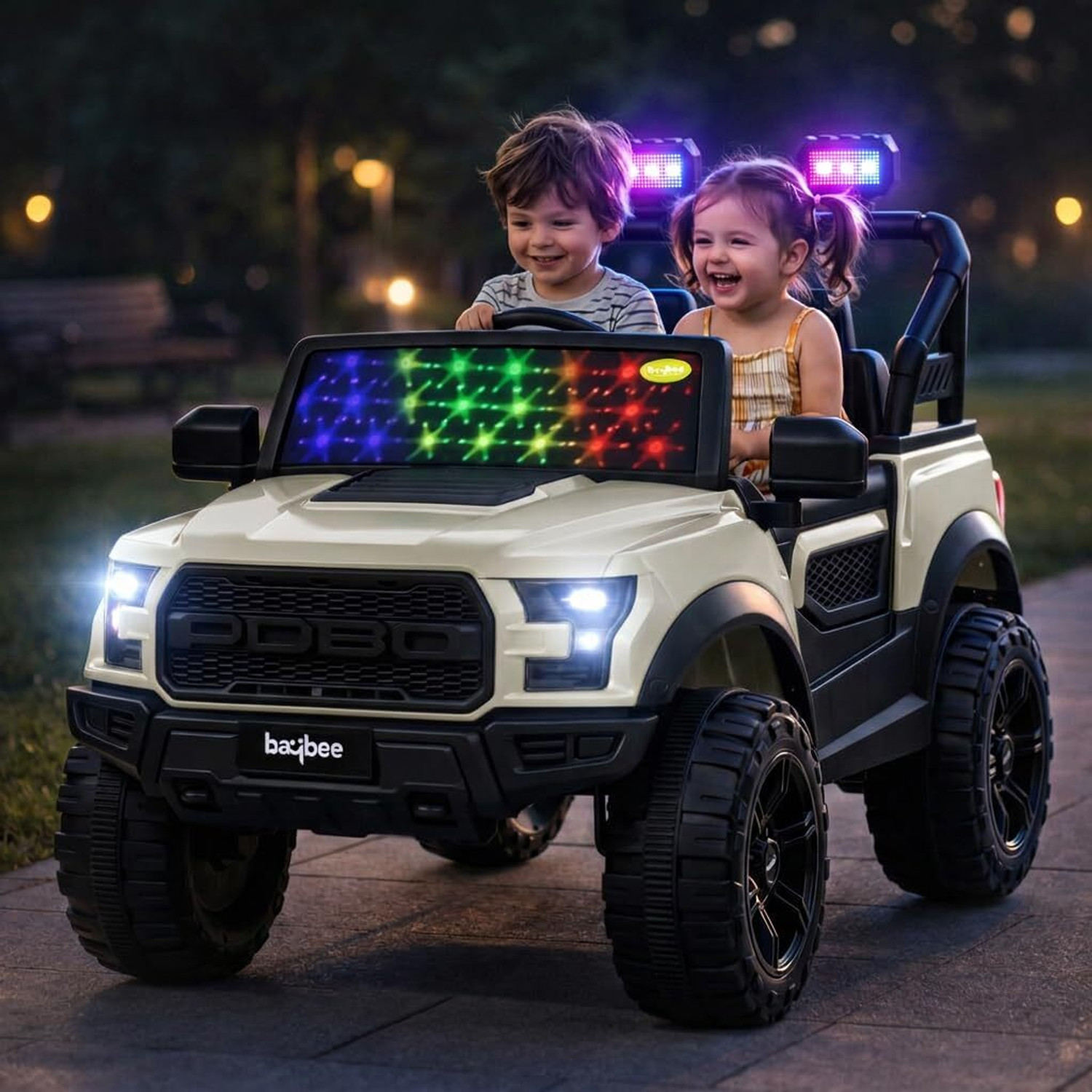 Image of baybee Blitz Rechargeable Jeep for Kids, Electric Ride on Toy Car for Kids with Music Jeep Battery Operated Ride On (Red)