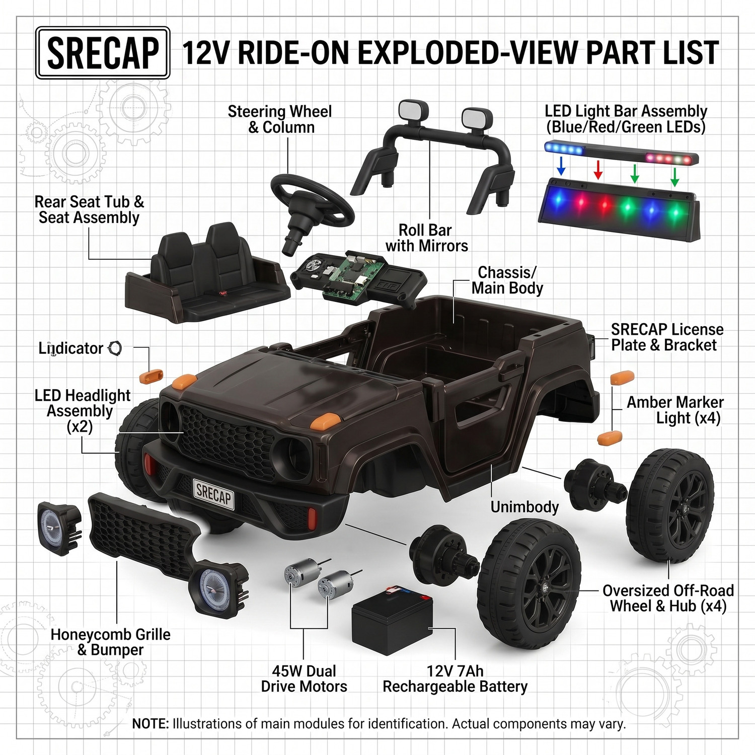 Image of Srecap BH80 Electric ride on suv, electric ride on, electric ride on car, electric ride Car Battery Operated Ride On (Black)