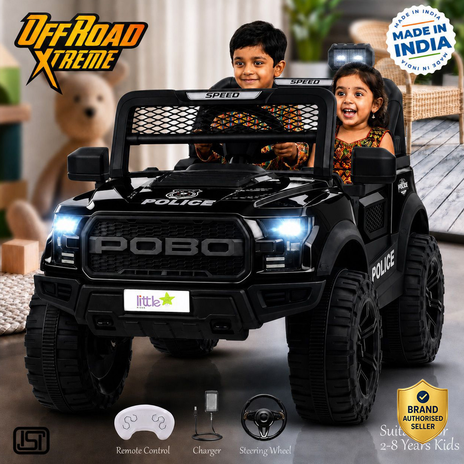 LITTLE RIDES 4 Motor Electric Battery Car - Image 1