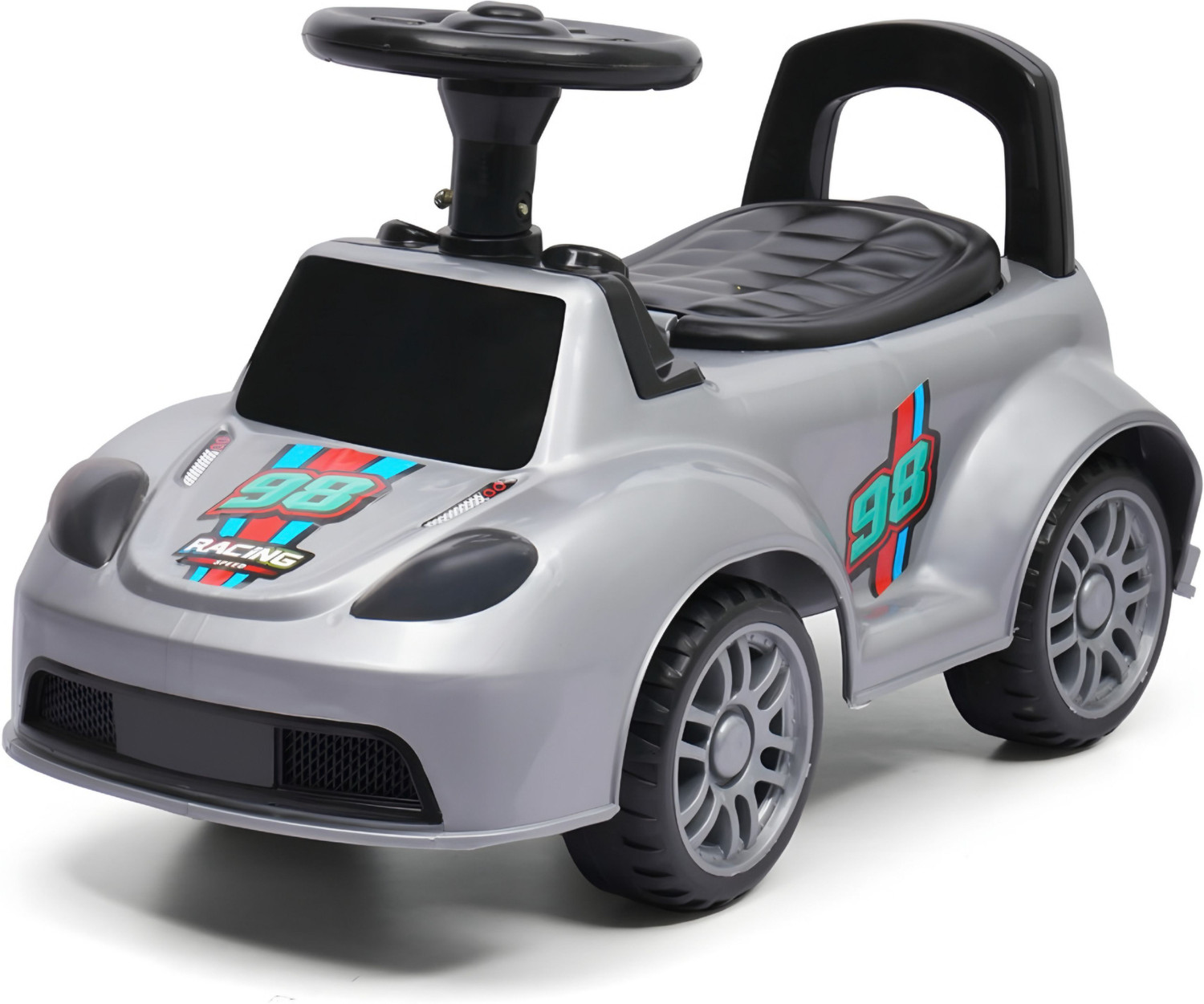 Image of joymax Musical Car With Head Lights | Push Ride On | Perfect for Kids 1-3 Years Rideons & Wagons Non Battery Operated Ride On (White)