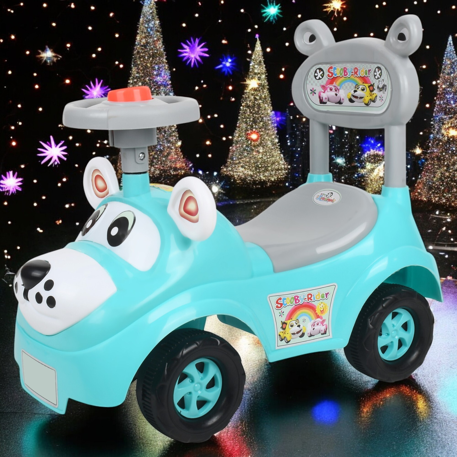 Image of joymax Musical Car With Head Lights | Push Ride On | Perfect for Kids 1-3 Years Rideons & Wagons Non Battery Operated Ride On (White)