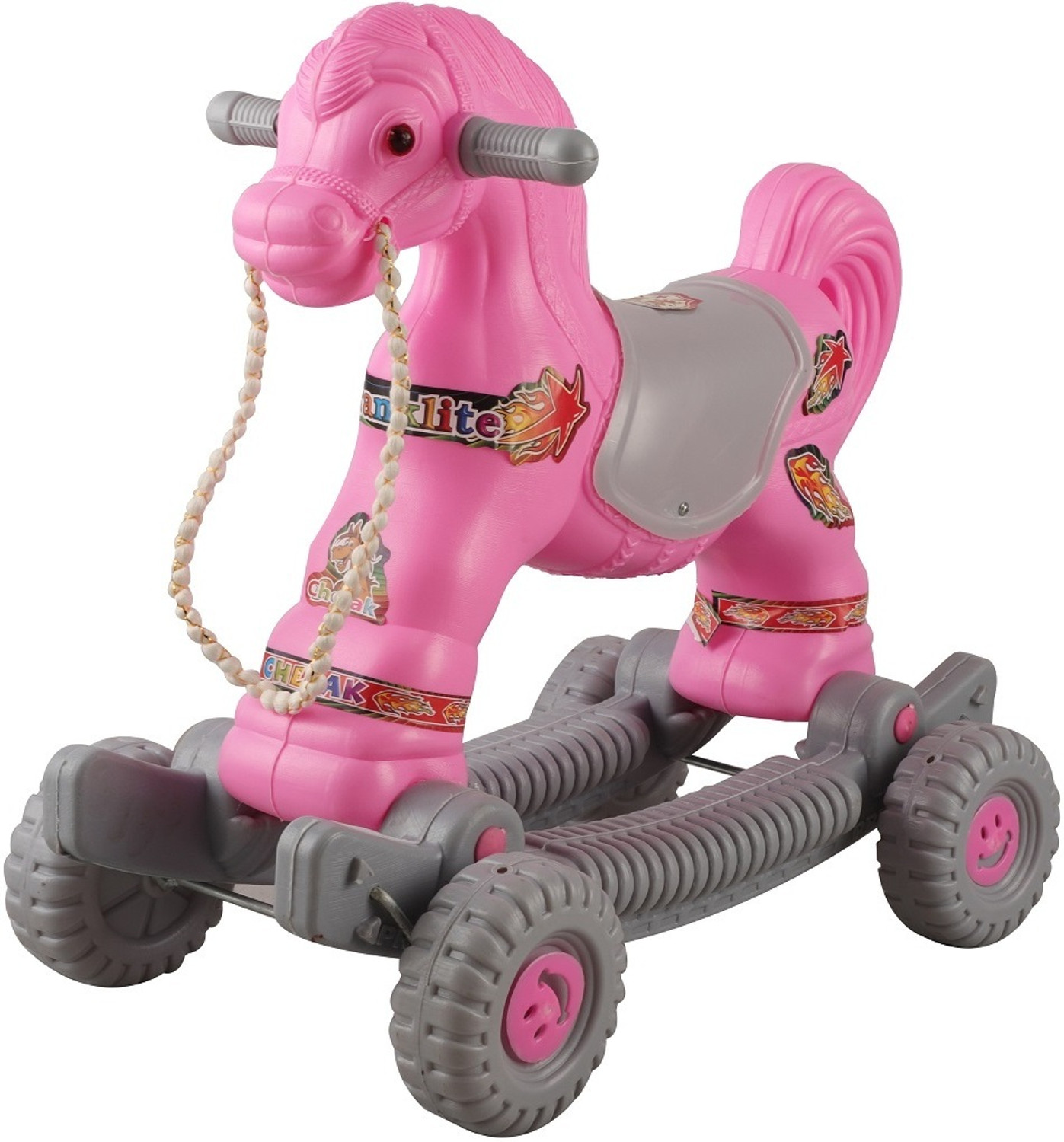 Image of toyprofessor 2 in 1 baby horse rider for kids Rideon & Rocker Rideons & Wagons Non Battery Operated Ride On (Pink)