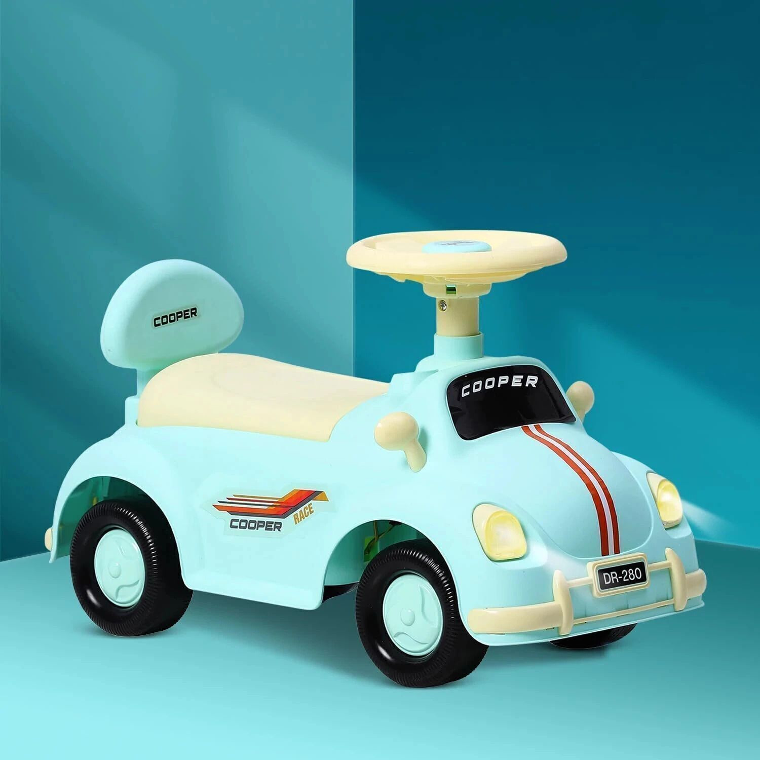 Image of Dash Cooper Ride on Car with Storage Under The Seat Music & Back Rest for Unisex Kids Rideons & Wagons Battery Operated Ride On (Green)