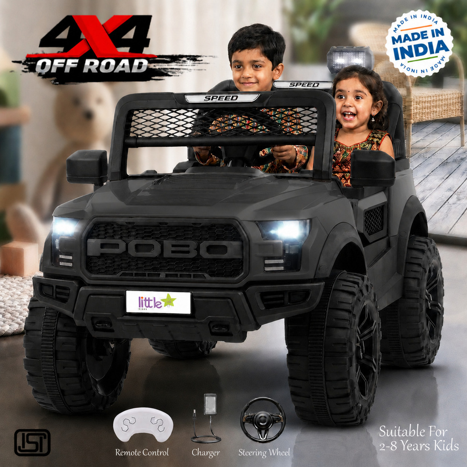 Image of Srecap BH80 Electric ride on suv, electric ride on, electric ride on car, electric ride Car Battery Operated Ride On (Black)