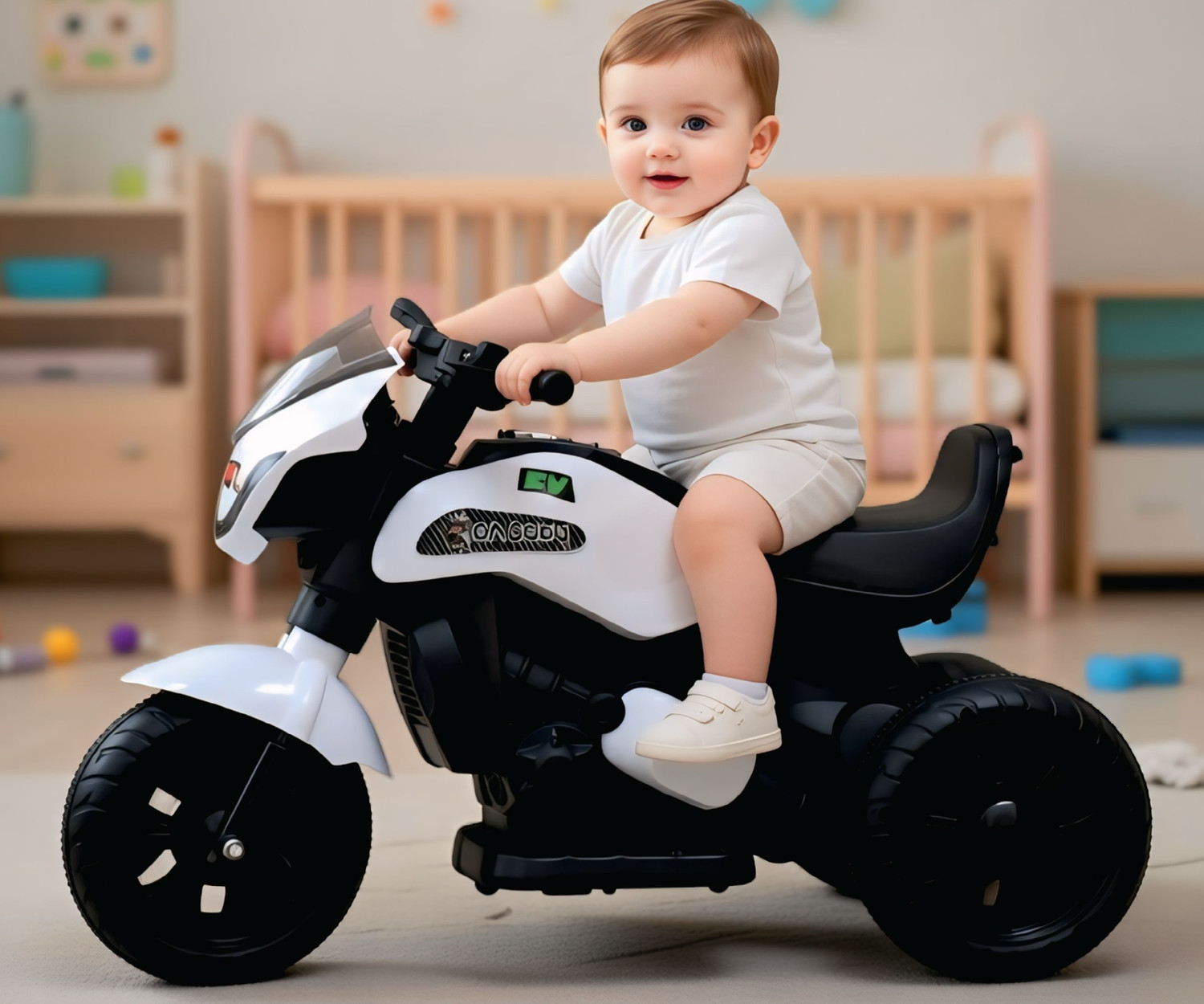 Image of Dash Cooper Ride on Car with Storage Under The Seat Music & Back Rest for Unisex Kids Rideons & Wagons Battery Operated Ride On (Green)