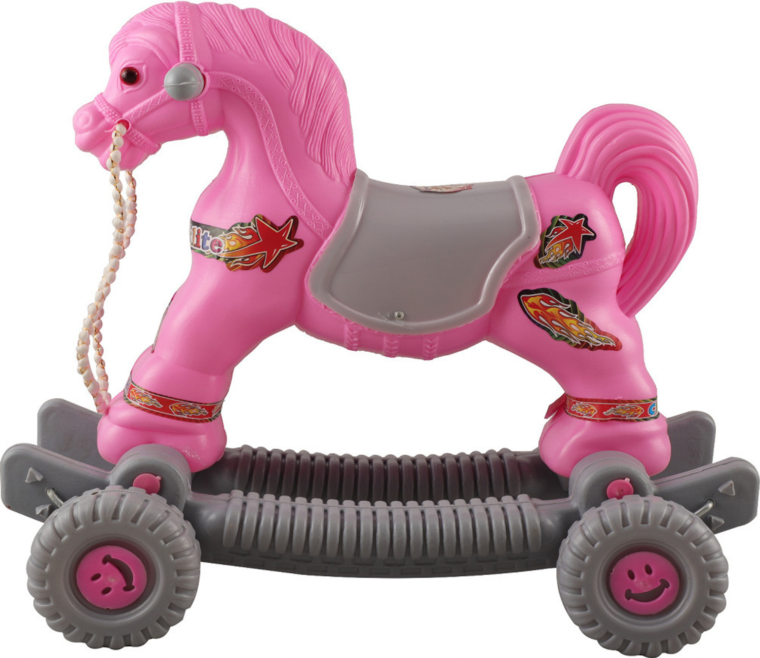 Image of toyprofessor 2 in 1 baby horse rider for kids Rideon & Rocker Rideons & Wagons Non Battery Operated Ride On (Pink)