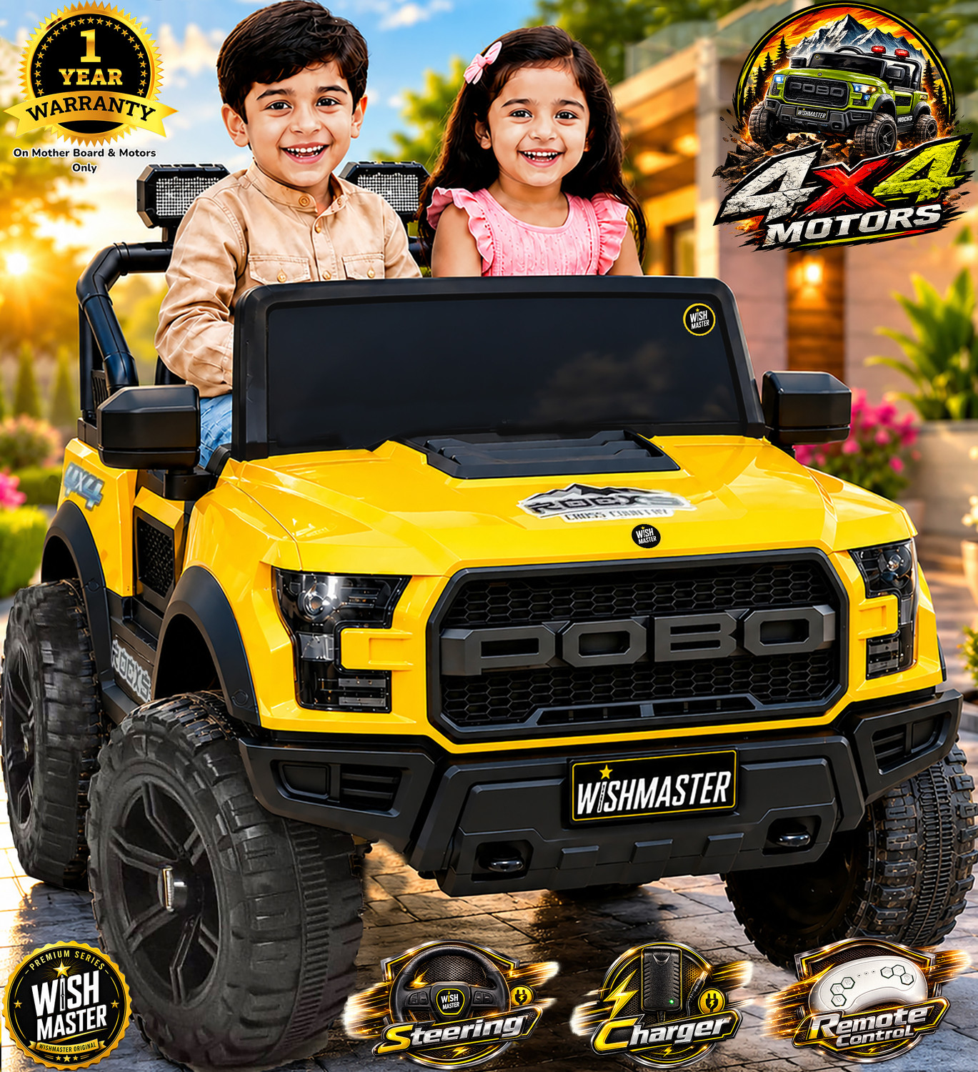 Image of baybee Blitz Rechargeable Jeep for Kids, Electric Ride on Toy Car for Kids with Music Jeep Battery Operated Ride On (Red)