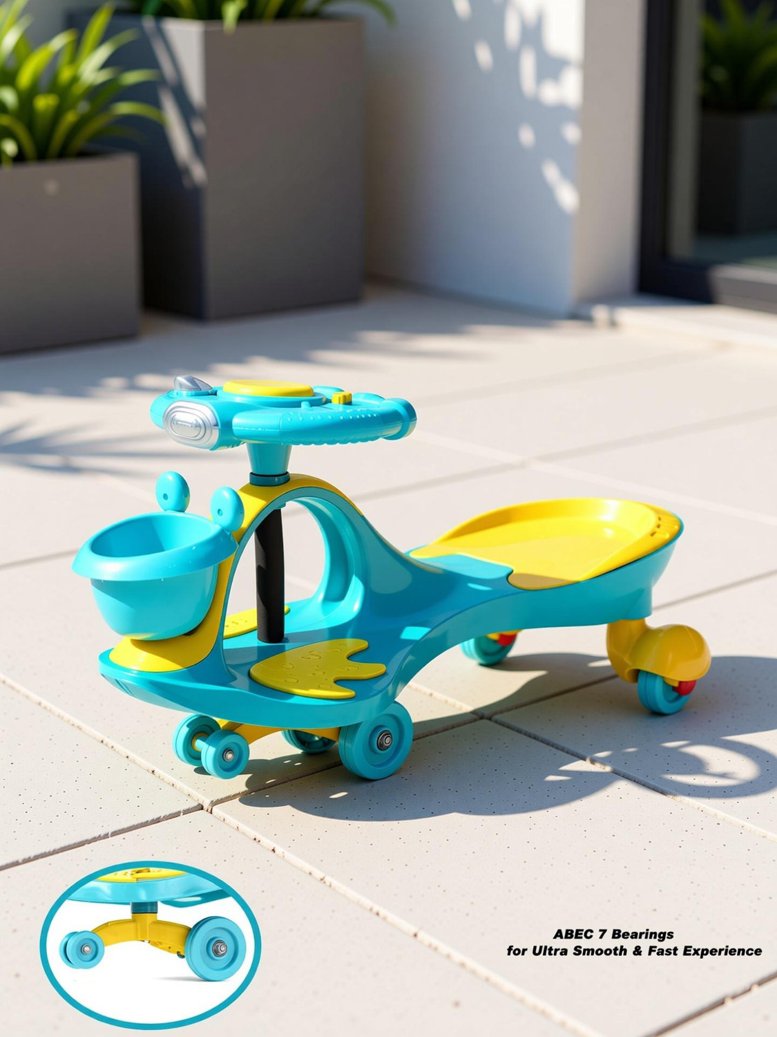 Image of BABY TONE BABY MAGIC CAR, MADE IN INDIA, LIGHT WITH MUSIC BEST FOR 2+ Y KIDS (Red, Black) (Green, Yellow)